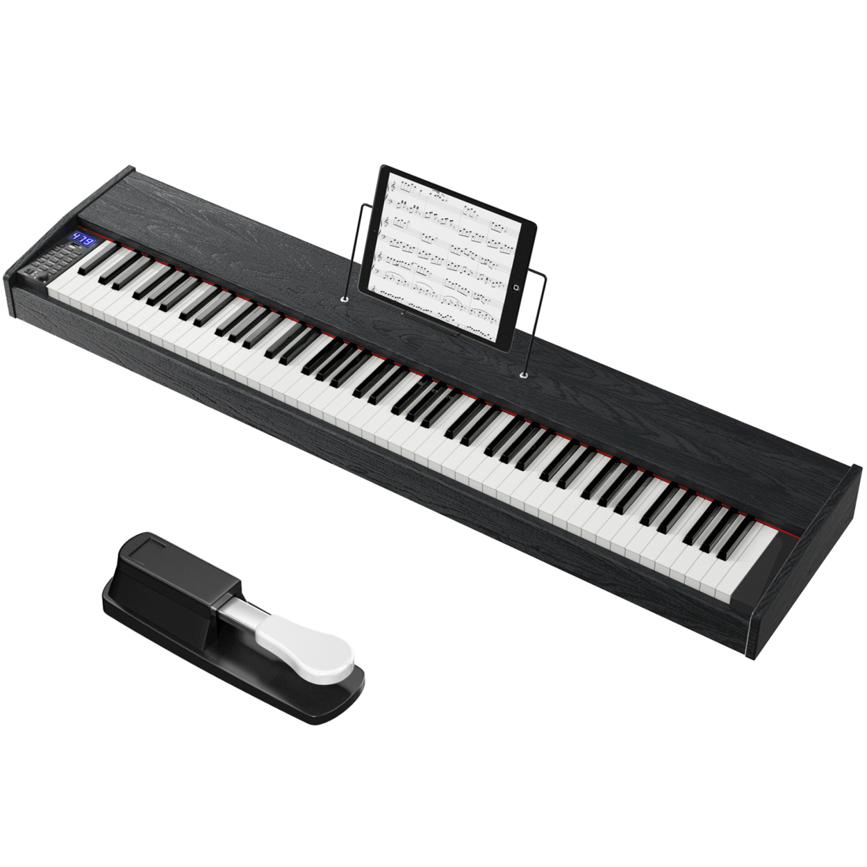 88-Key Full Size Digital Piano Weighted Keyboard W/ Sustain Pedal Black/White - White