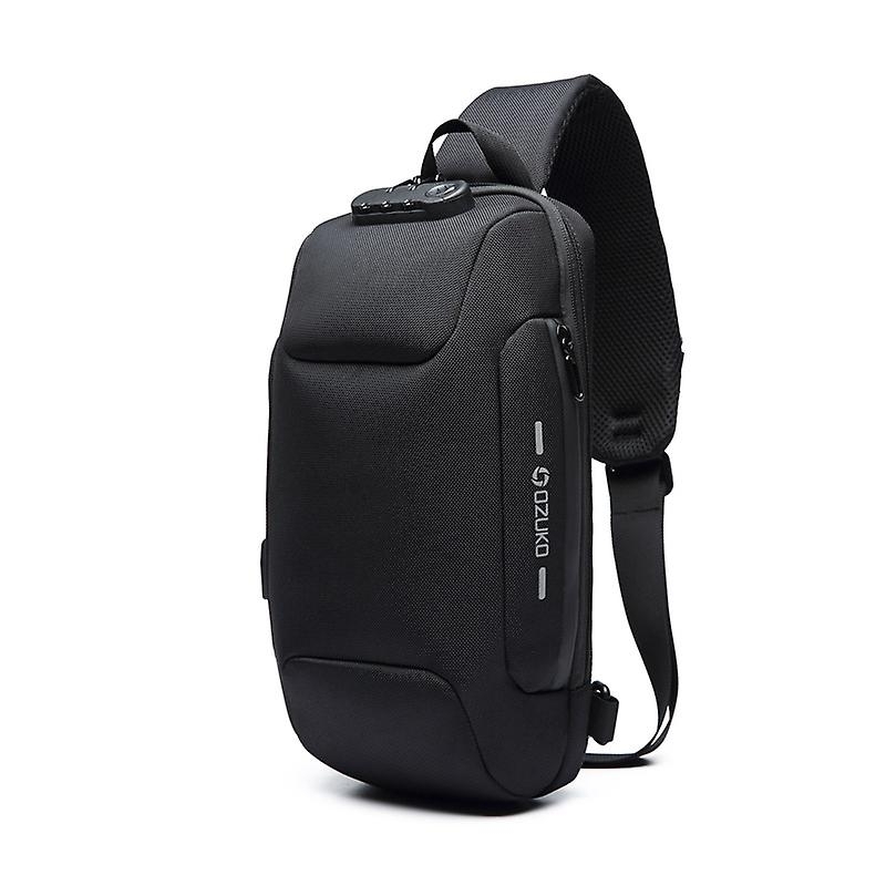 Men Crossbody Bag Anti Theft Shoulder Messenger Bag Waterproof Chest Backpack - Black