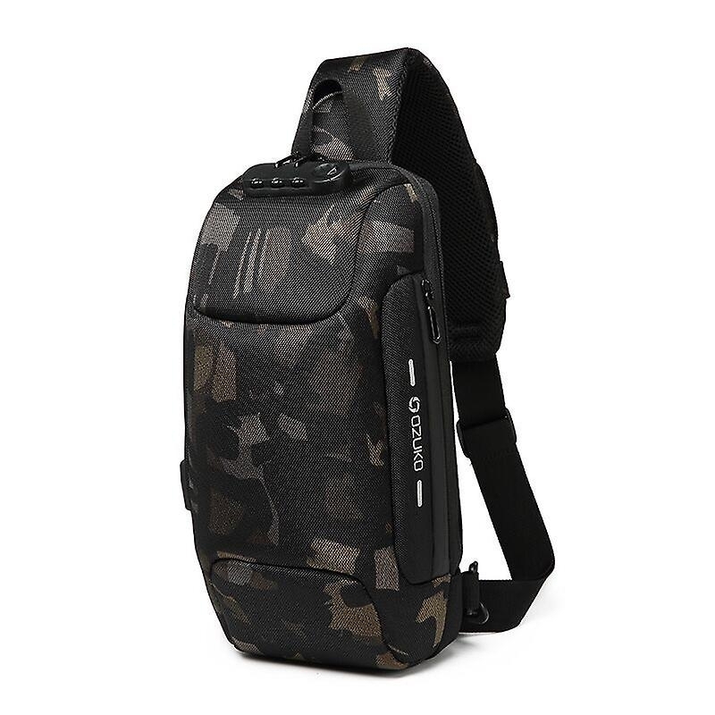 Men Crossbody Bag Anti Theft Shoulder Messenger Bag Waterproof Chest Backpack - Camouflage