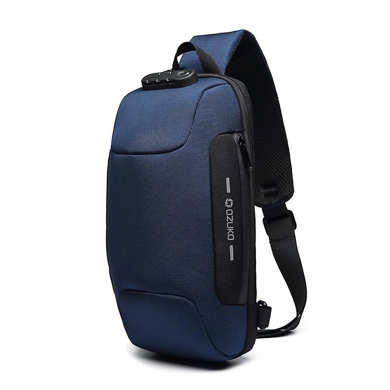 Men Crossbody Bag Anti Theft Shoulder Messenger Bag Waterproof Chest Backpack - Dark Blue