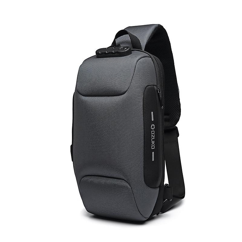 Men Crossbody Bag Anti Theft Shoulder Messenger Bag Waterproof Chest Backpack - Dark Gray - grey