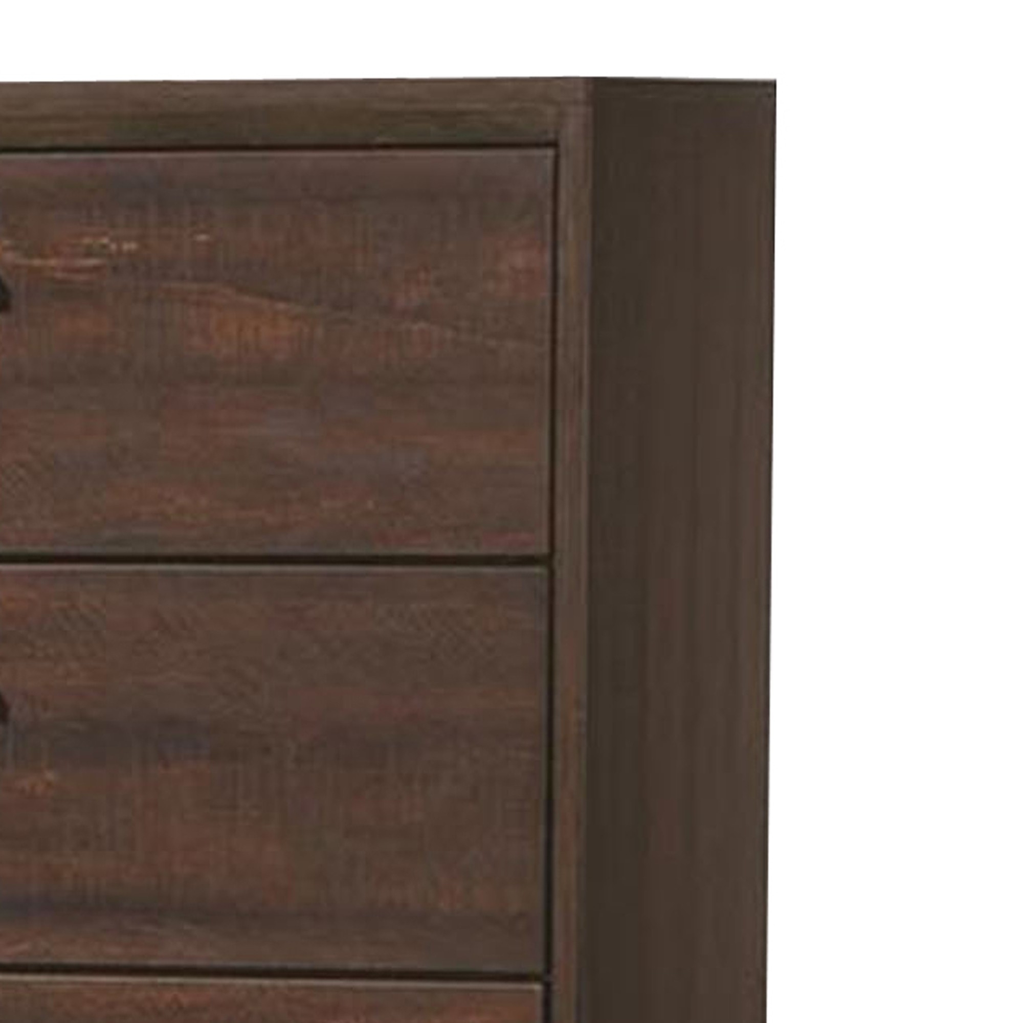 Wooden Chest With Five Drawers And Block Legs Support, Dark Brown- Saltoro Sherpi