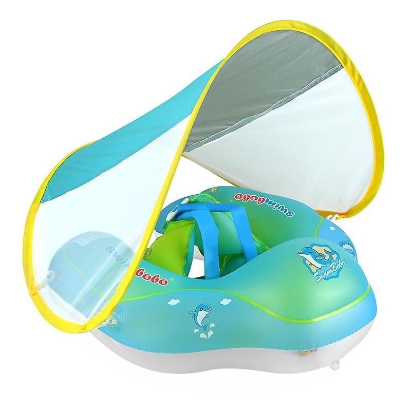 Inflatable Baby Swimming Float Float Ring Baby Pool With Sun Protection Canopy - L