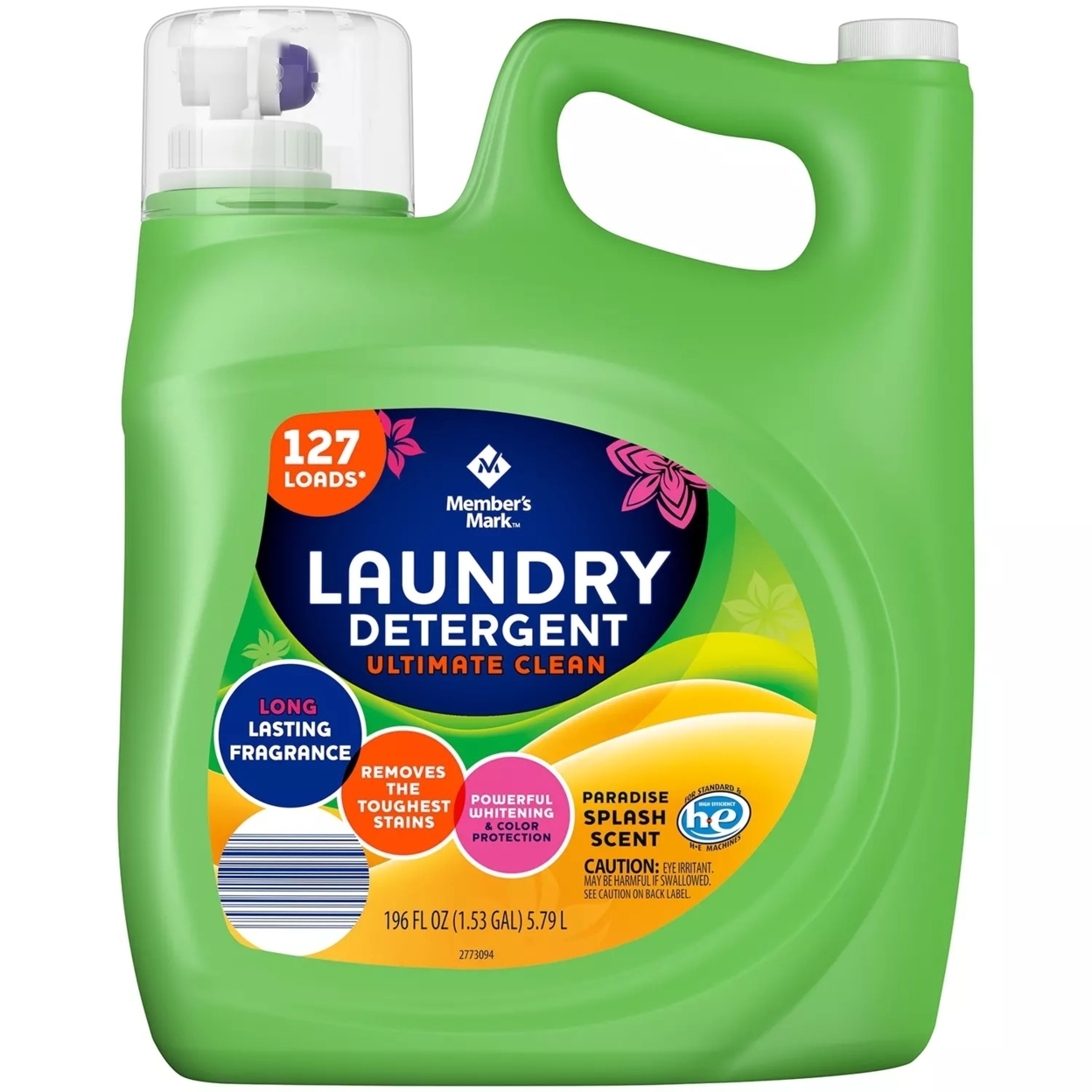 Member's Mark Liquid Laundry Detergent, Paradise Splash, 196 Fl Oz (127 Loads)
