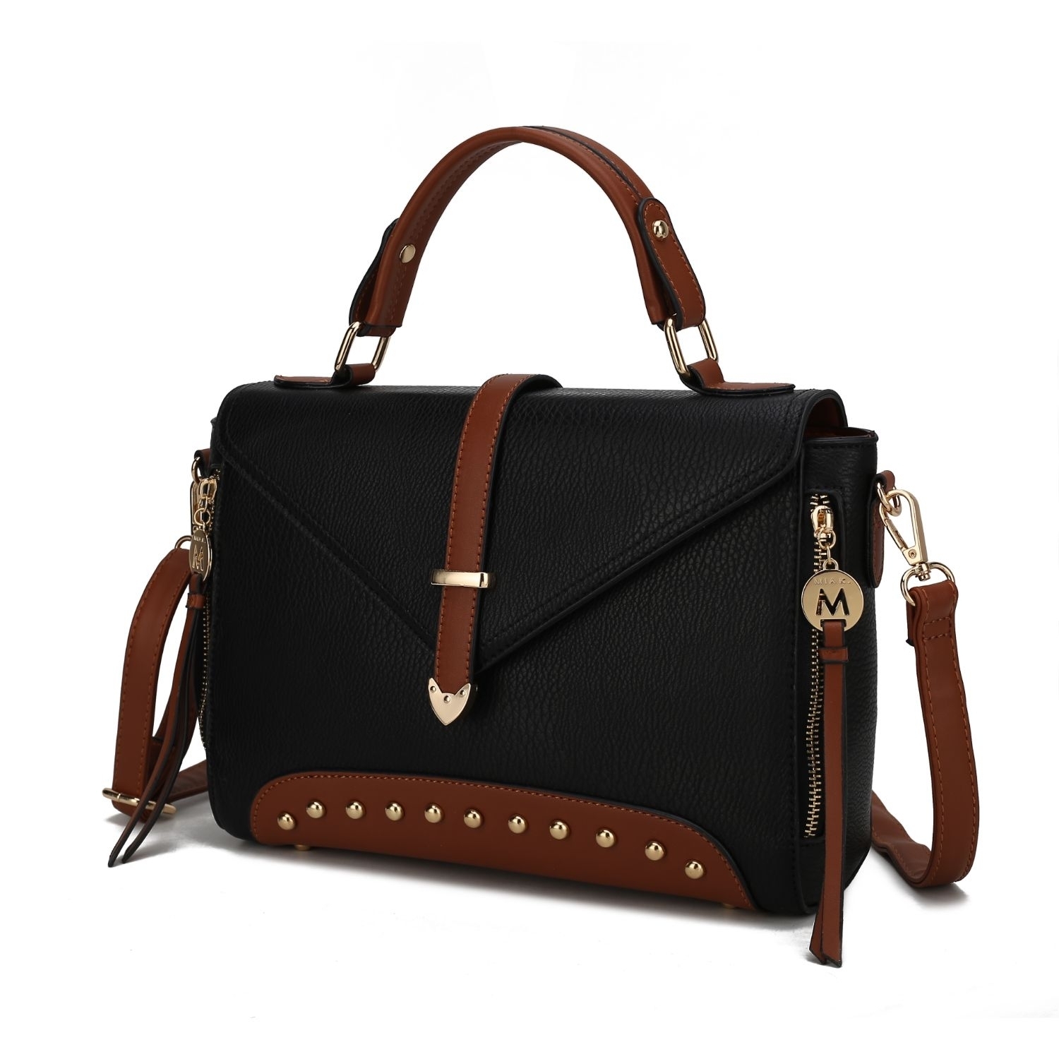 MKF Collection Angela Vegan Color-Block Leather Womens Satchel Handbag By Mia K - Pewter