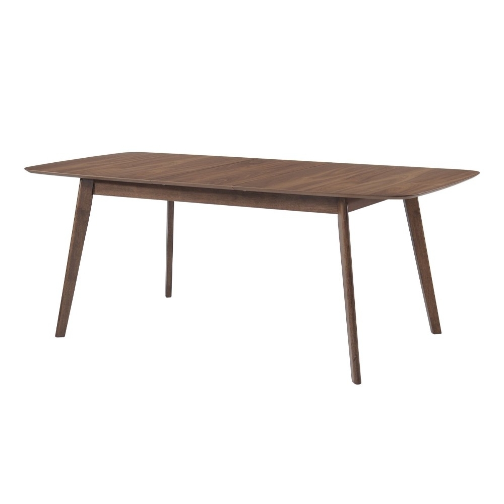 Rectanglular Wooden Dining Table With Round Corners, Walnut Brown- Saltoro Sherpi