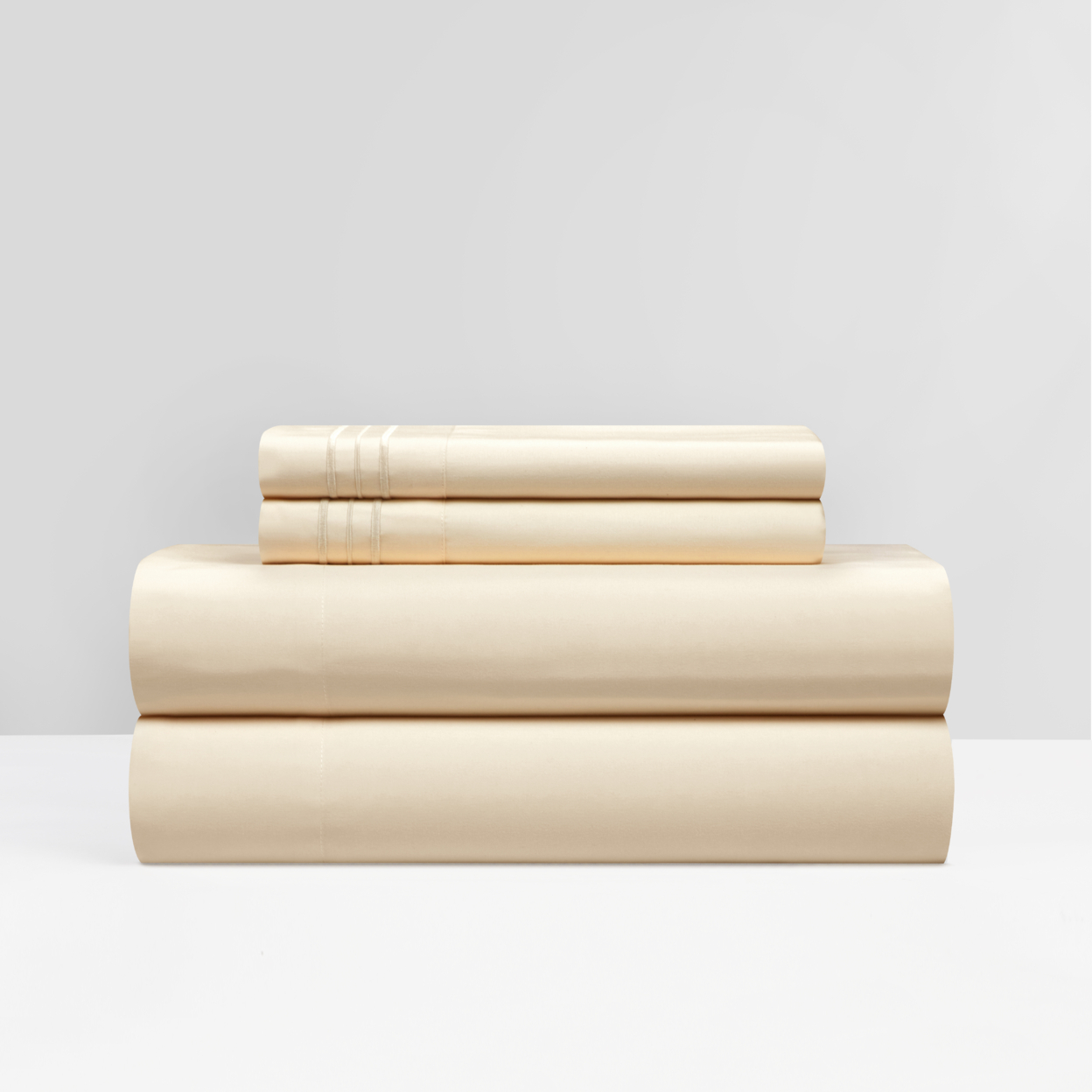 NY&C Home Lain 4 Or 3 Piece Sheet Set Super Soft Stripe Embroidered - Beige, Queen