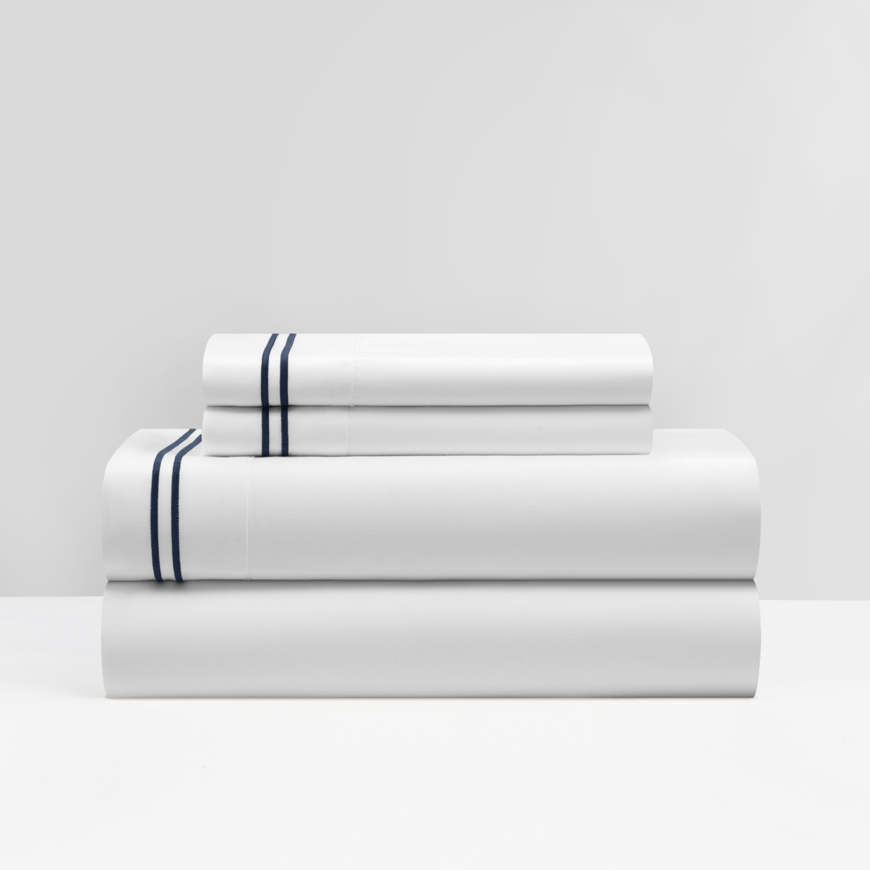 NY&C Home McKenna 4 Or 3 Piece Sheet Set Super Soft Sheets With Dual Stripe - Navy, King