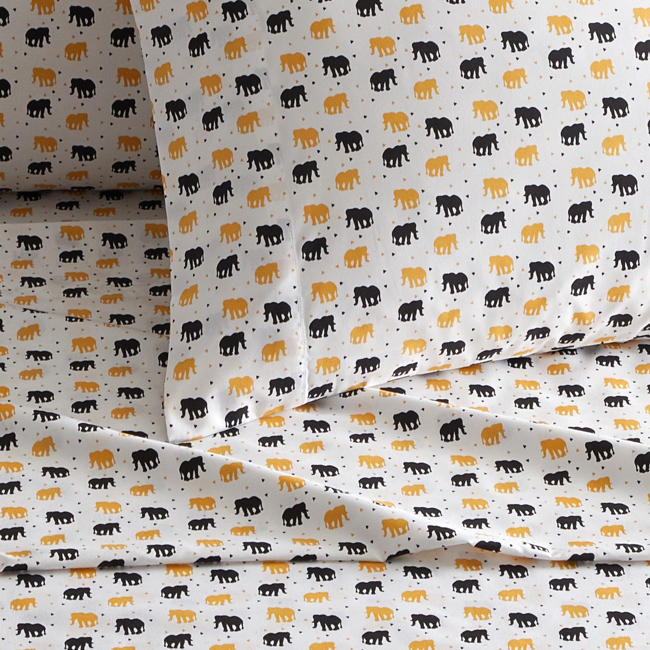NY&C Home Laroi 4 Or 3 Piece Sheet Set Super Soft Elephant Pattern Print Design - White, King