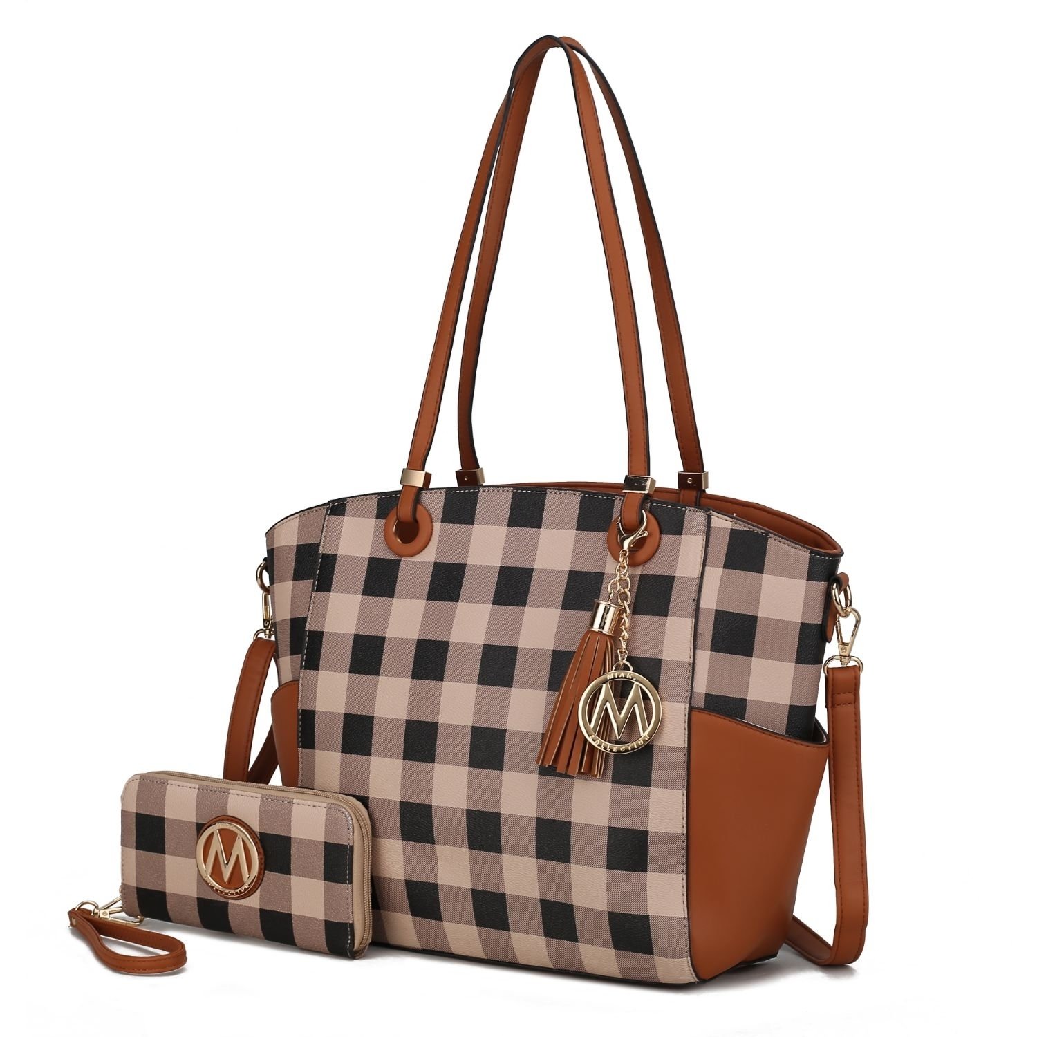 MKF Collection Karlie Tote Handbag With Wallet By Mia K - 2 Pieces - Cognac Brown