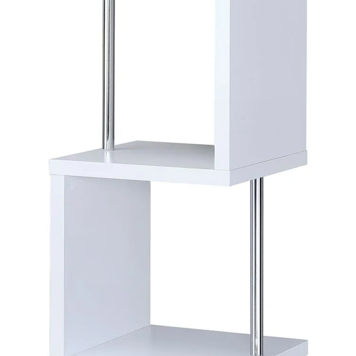Modern Four Tier Wood And Metal Bookcase, White- Saltoro Sherpi