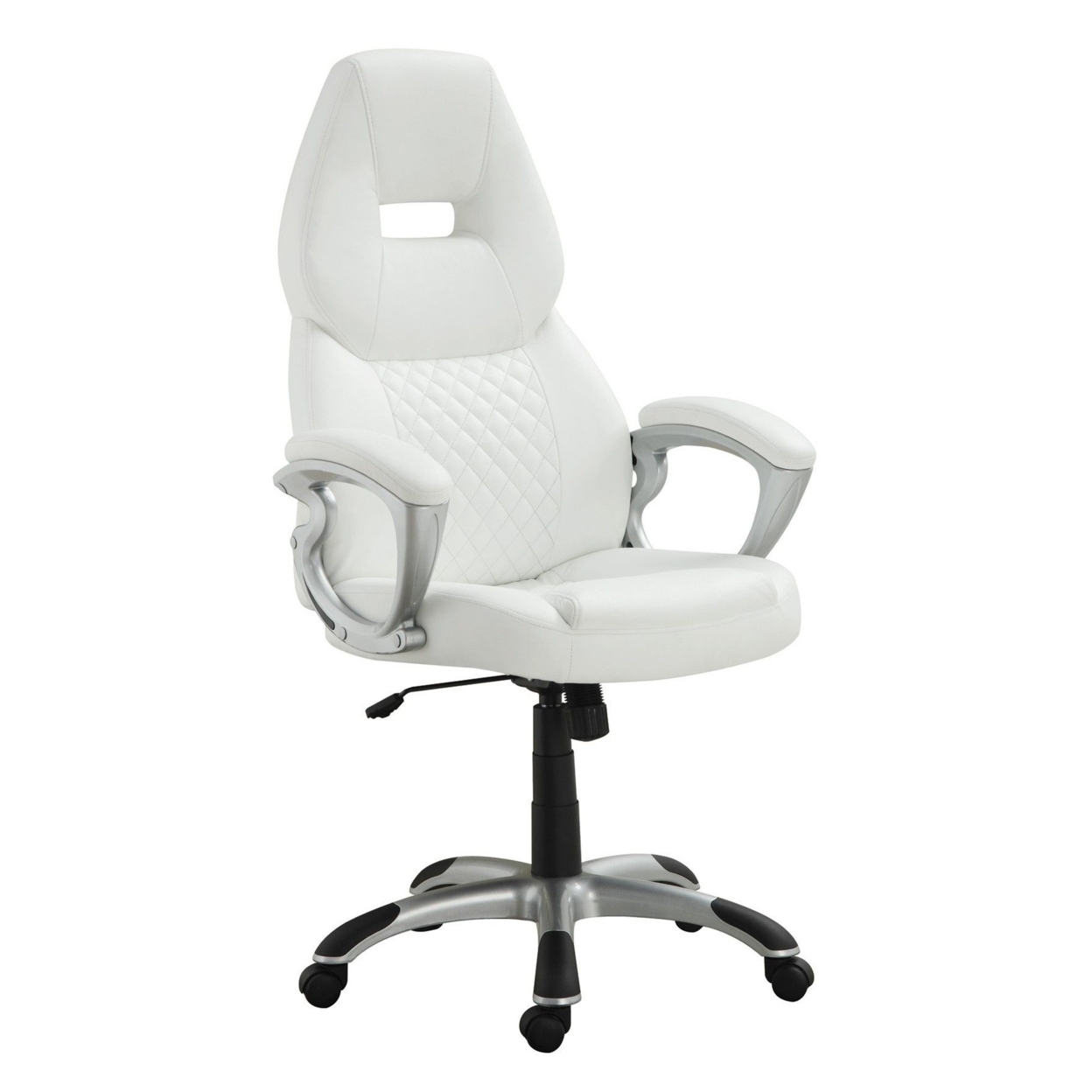 Leather, Sporty Executive High Back Office Chair, White- Saltoro Sherpi