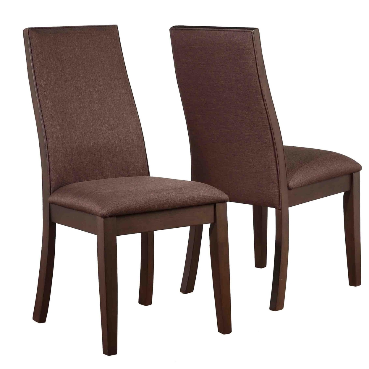 Upholstered Wooden Dining Side Chair, Brown , Set Of 2- Saltoro Sherpi