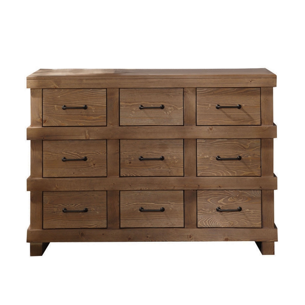 Capacious Wooden Dresser, Antique Oak- Saltoro Sherpi