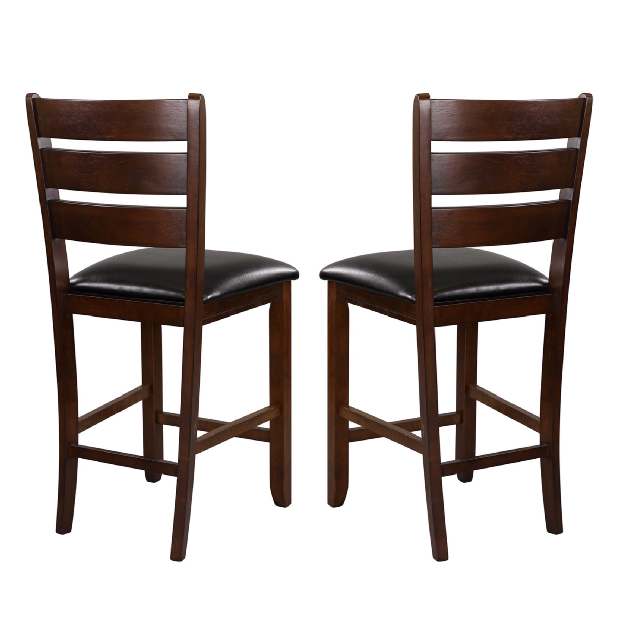 WoodCounter Height Chairs With Slatted Backs, Set Of 2, Dark Brown- Saltoro Sherpi