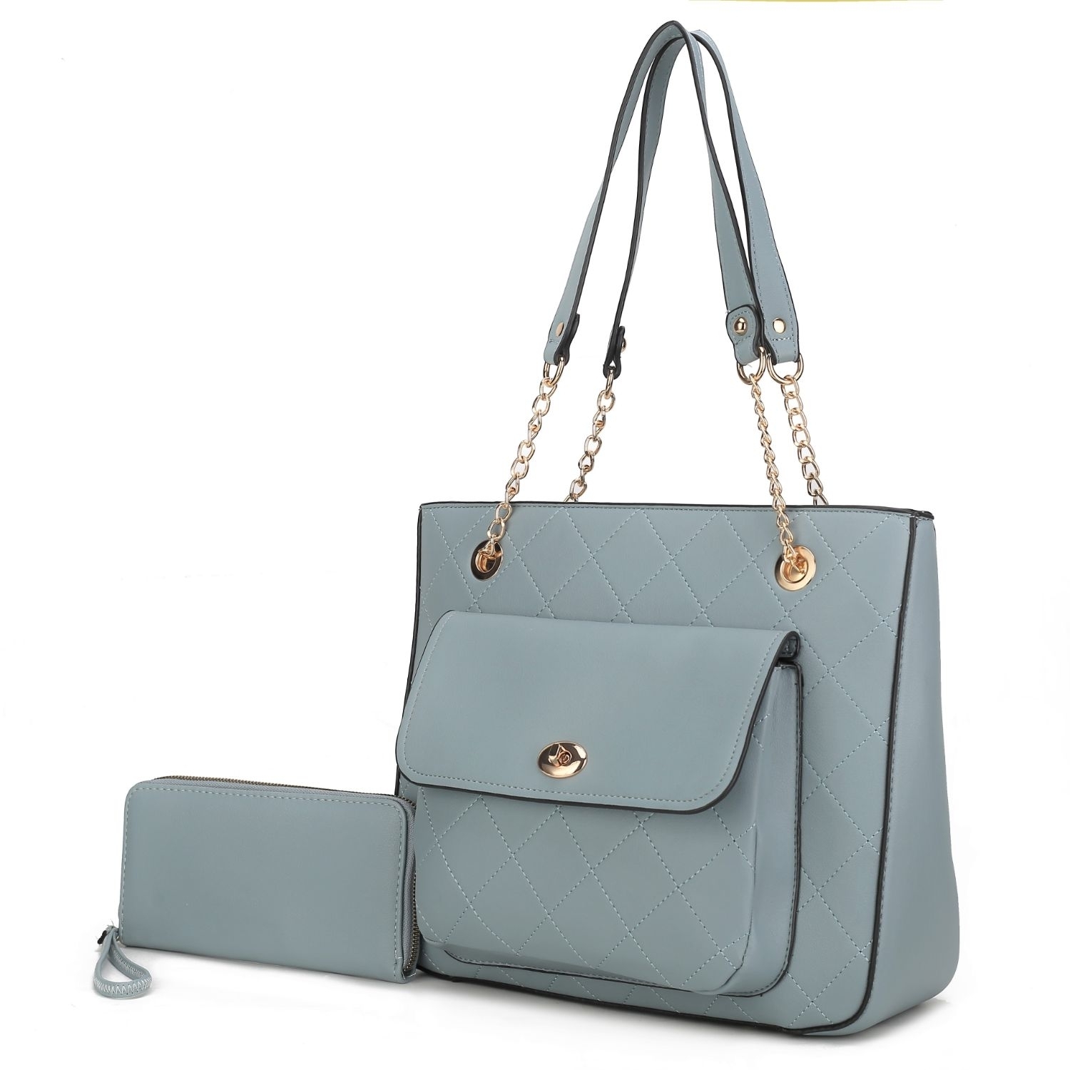 MKF Collection Jenna Shoulder Handbag By Mia K And Wallet- 2 Pieces - Denim