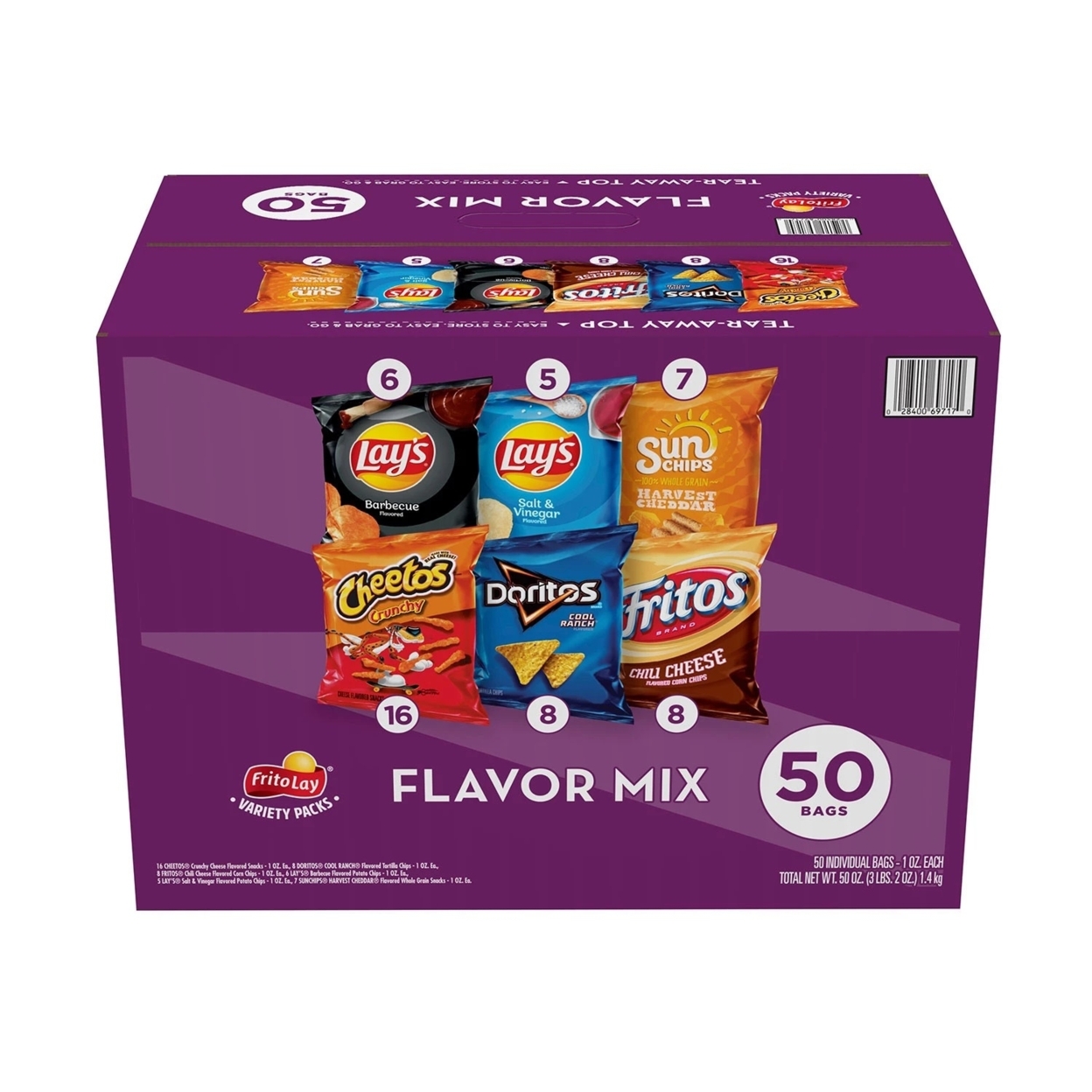 Frito-Lay Flavor Mix Chips And Snacks Variety Pack (50 Count)