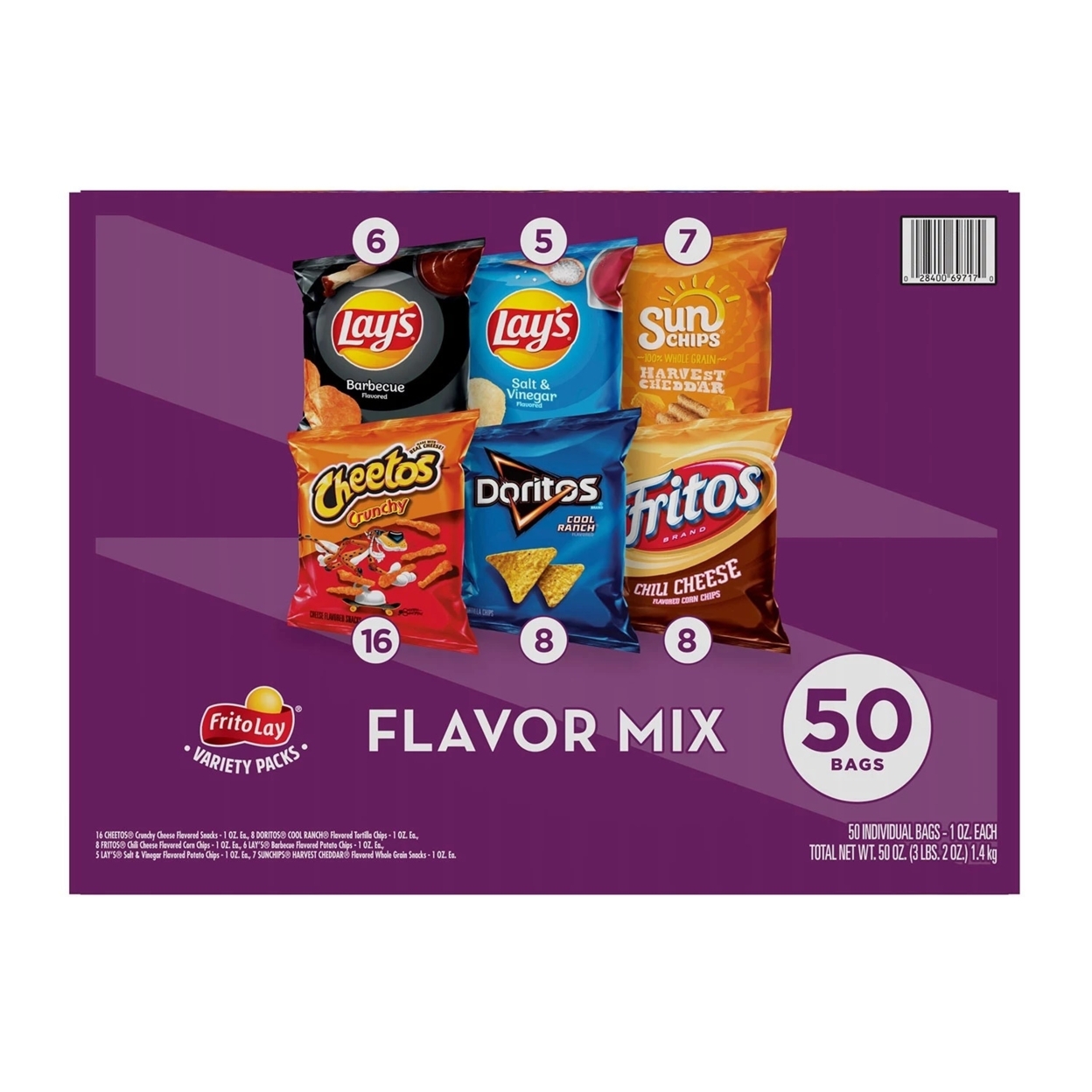 Frito-Lay Flavor Mix Chips And Snacks Variety Pack (50 Count)