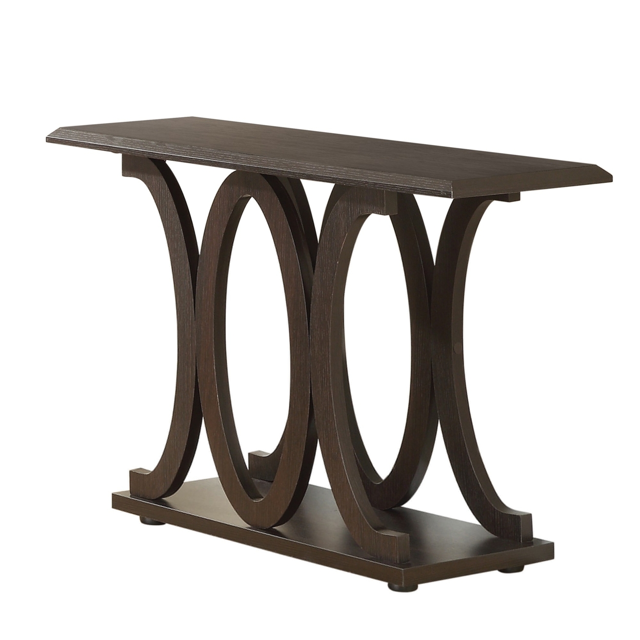 Contemporary Style C Shaped Sofa Table With Open Shelf, Espresso Brown- Saltoro Sherpi