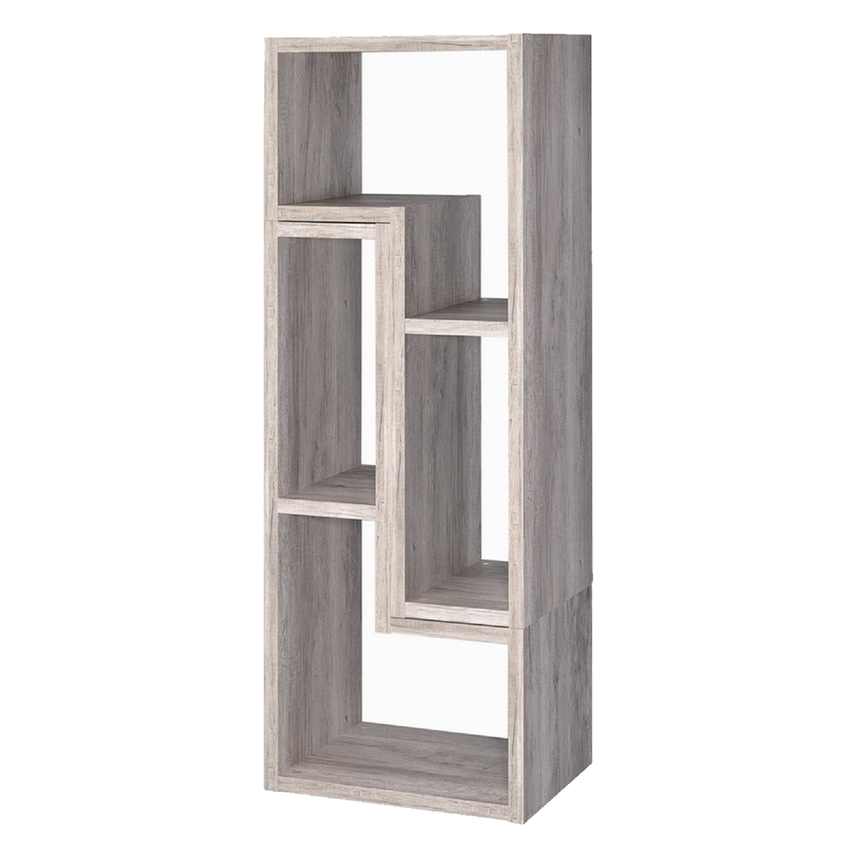 Modern Style Wooden Bookcase, Gray- Saltoro Sherpi