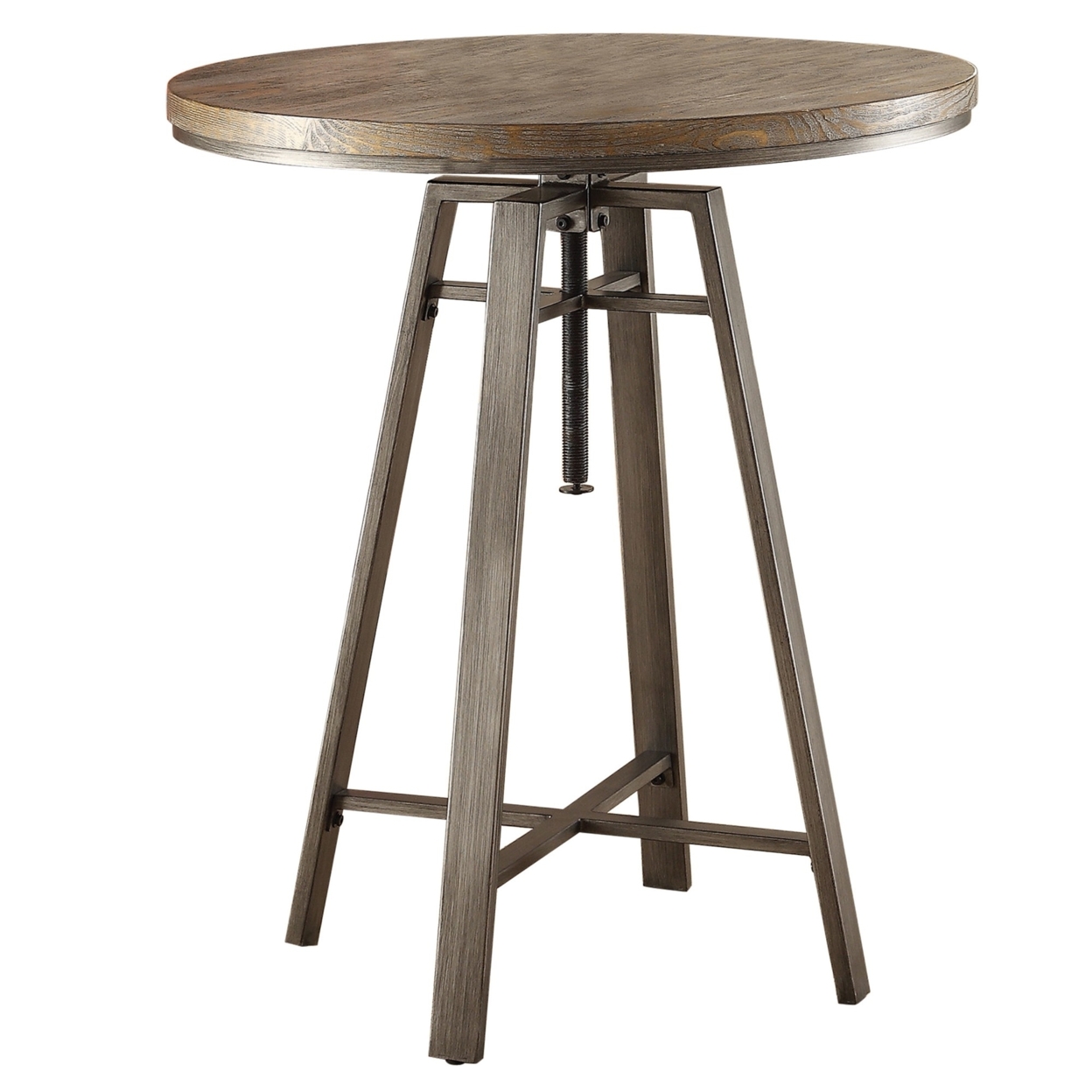 Contemporary Bar Table With Swivel Adjustable Height Mechanism, Brown- Saltoro Sherpi