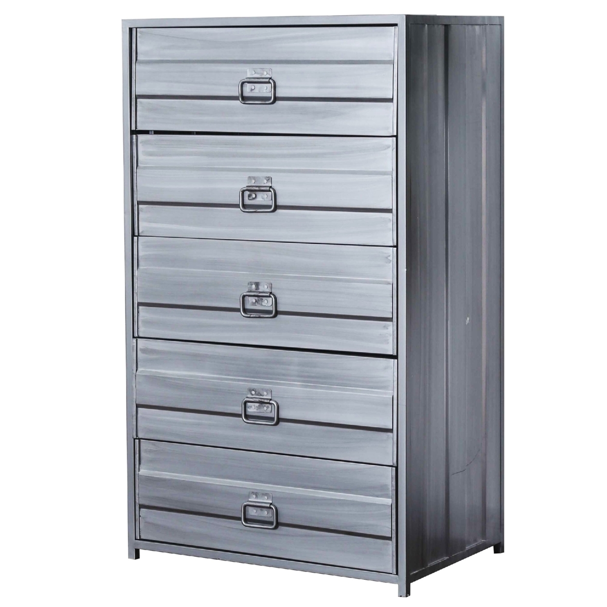 Industrial Style 5 Drawer Metal Chest With Spacious Storage, Gray- Saltoro Sherpi