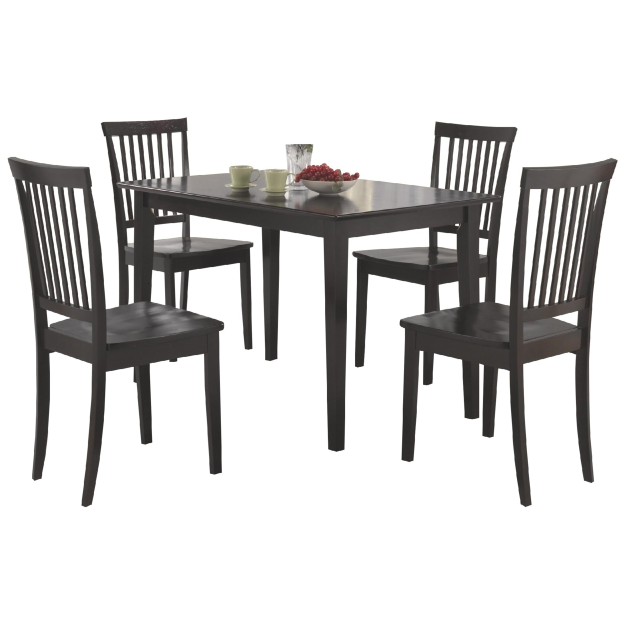 Sophisticated And Sturdy 5 Piece Wooden Dining Set, Brown- Saltoro Sherpi