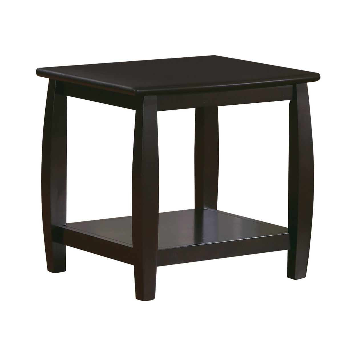 Contemporary Style Solid Wood End Table With Slightly Rounded Shape, Dark Brown- Saltoro Sherpi