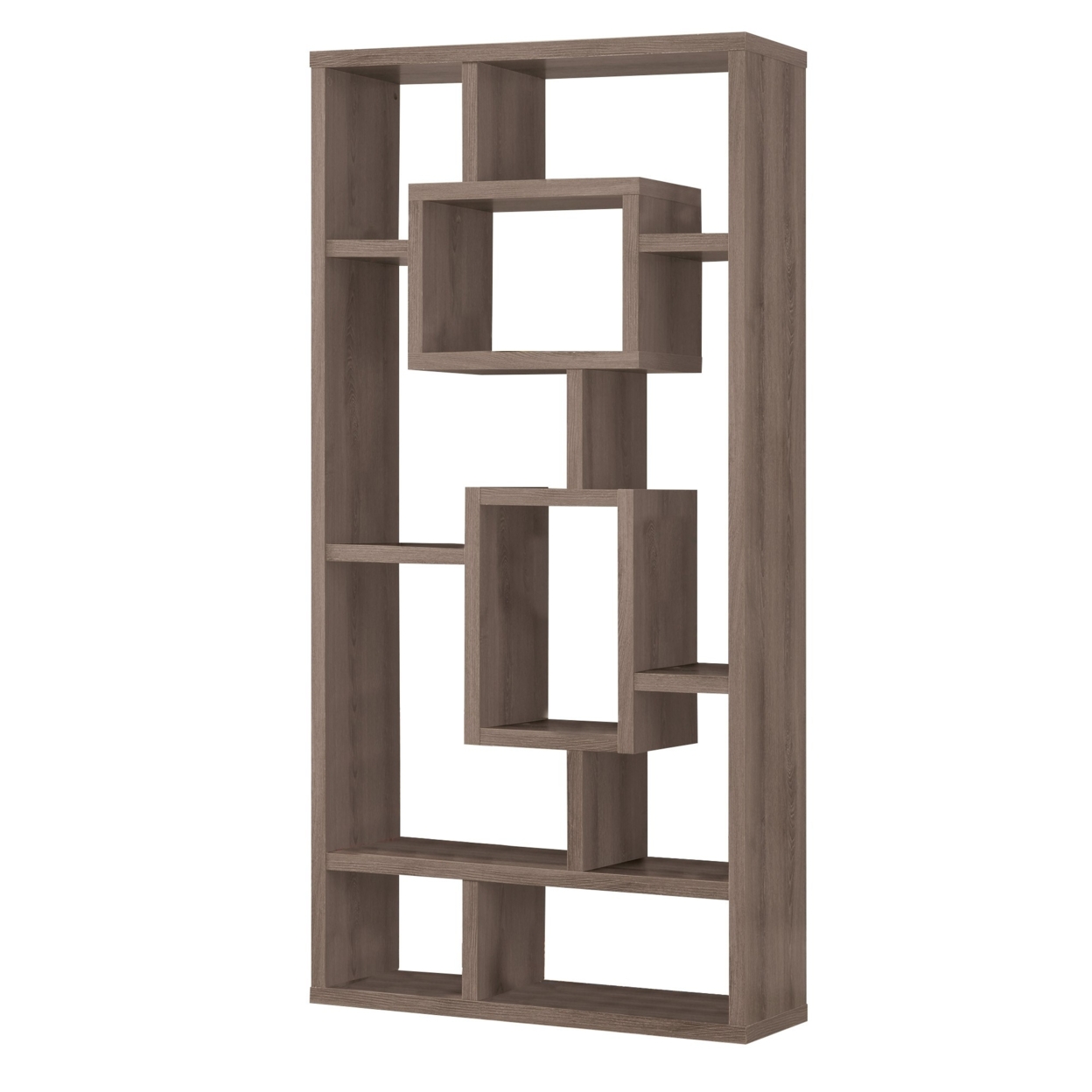 Splendid Geometric Cubed Rectangular Bookcase, Gray- Saltoro Sherpi