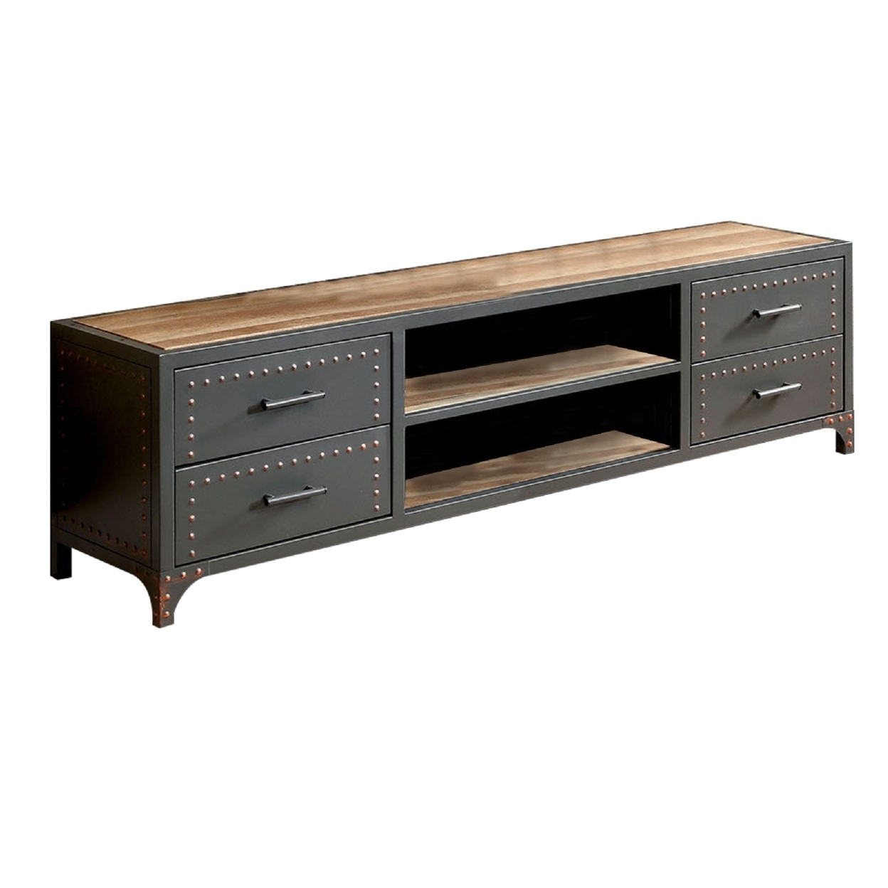 60 Wooden TV Stand With 4 Drawers And 2 Open Shelves In Gray- Saltoro Sherpi