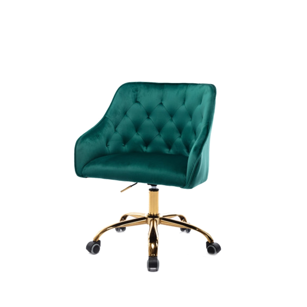 Office Chair With Padded Swivel Seat And Tufting, Green- Saltoro Sherpi