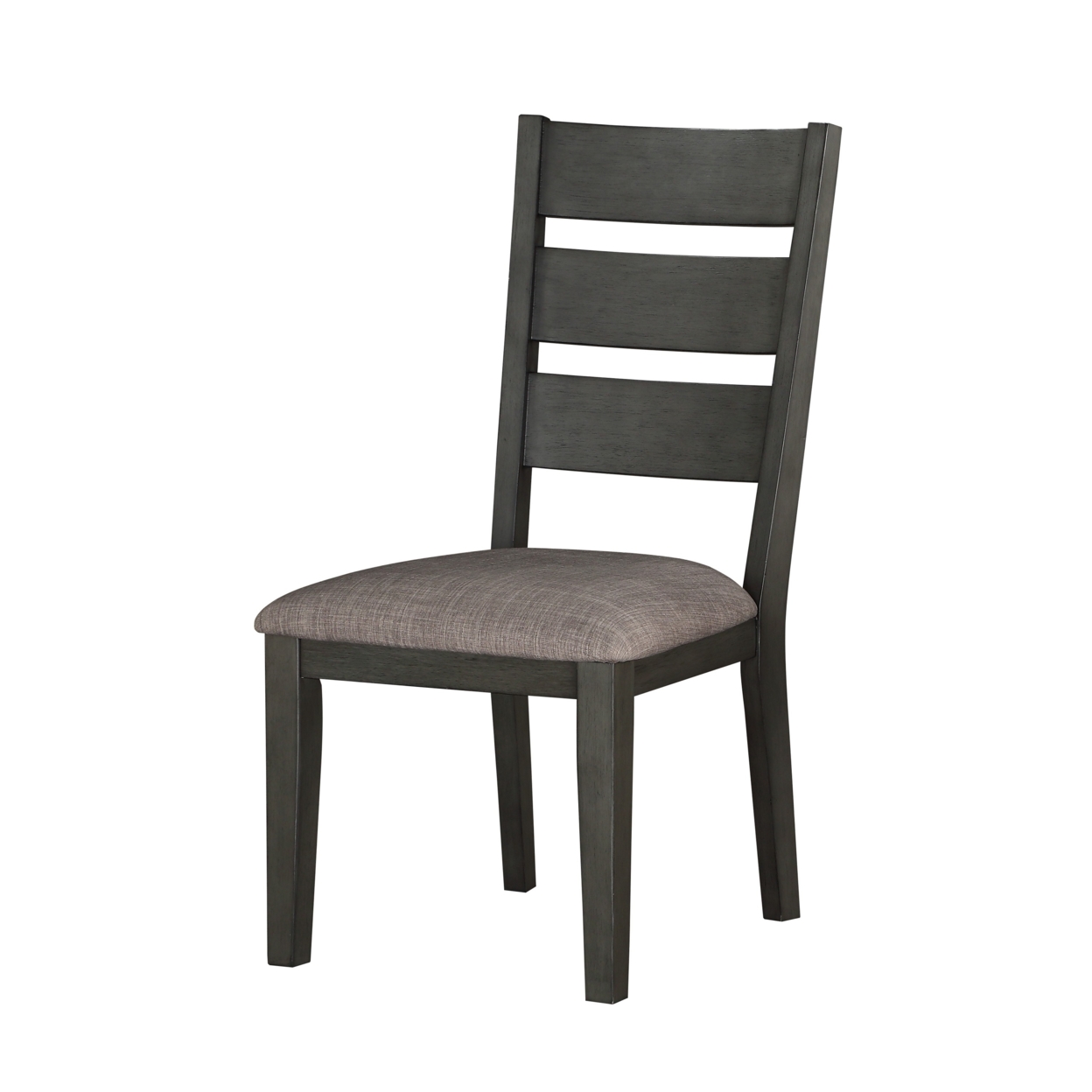 Transitional Wooden Side Chair, Fabric Padded Seat, Set Of 2, Gray- Saltoro Sherpi