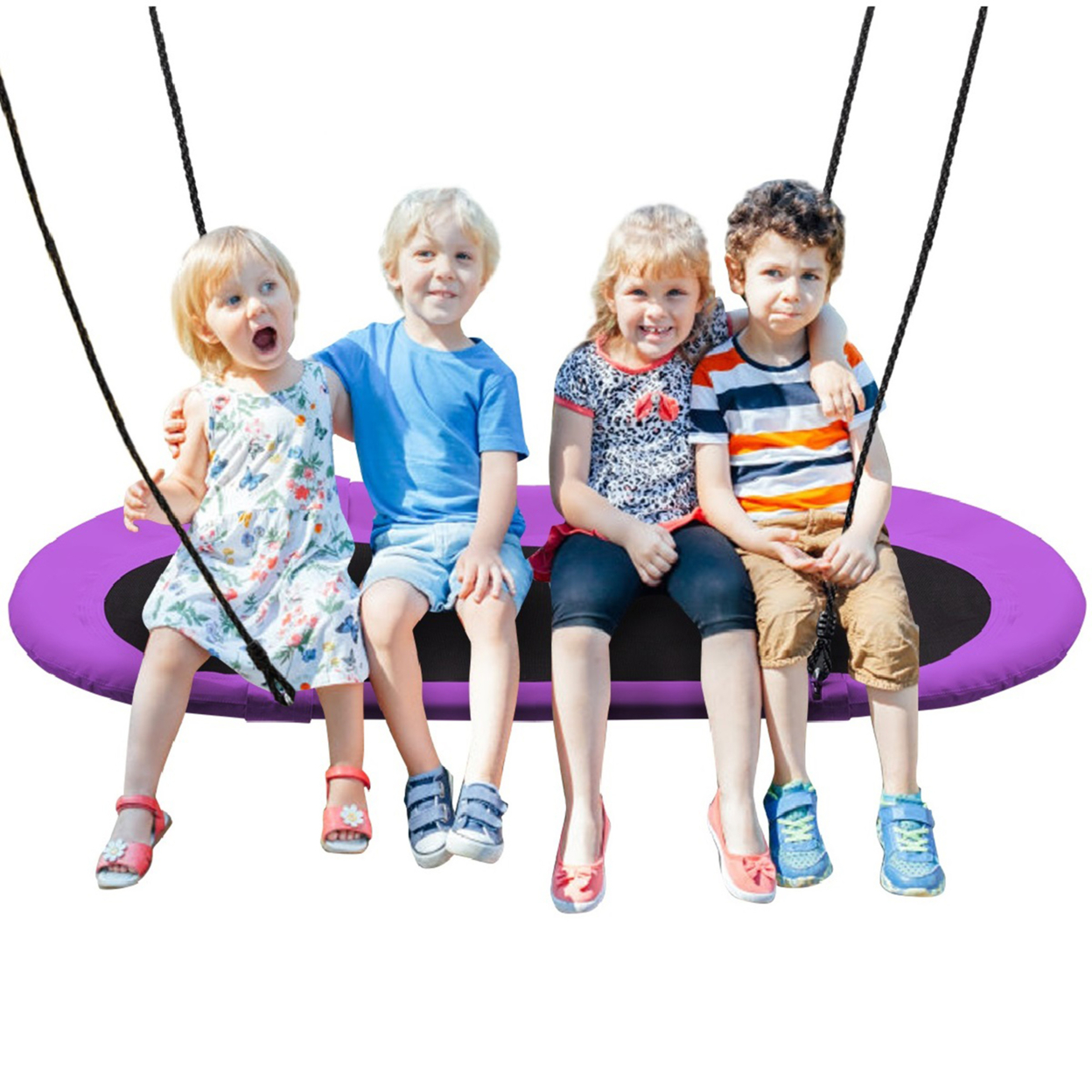 60'' Saucer Tree Swing Surf Outdoor Adjustable Kids Giant Oval Platform Swing Set - Purple
