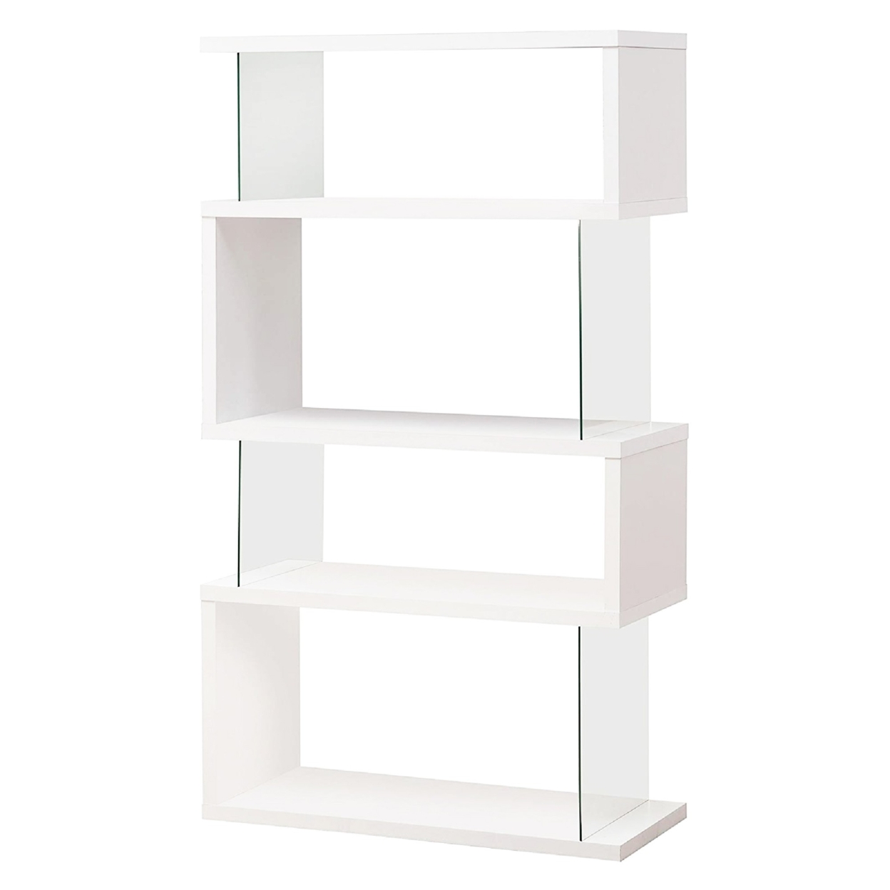 Fantastic Glossy White Wooden Bookcase- Saltoro Sherpi