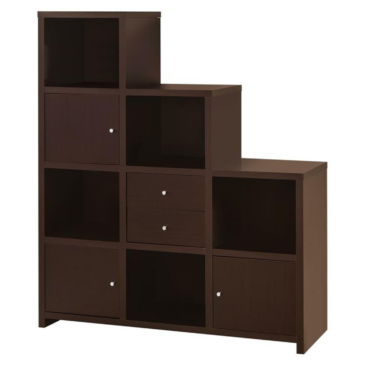 Contemporary Bookcase With Stair Like Design, Brown- Saltoro Sherpi