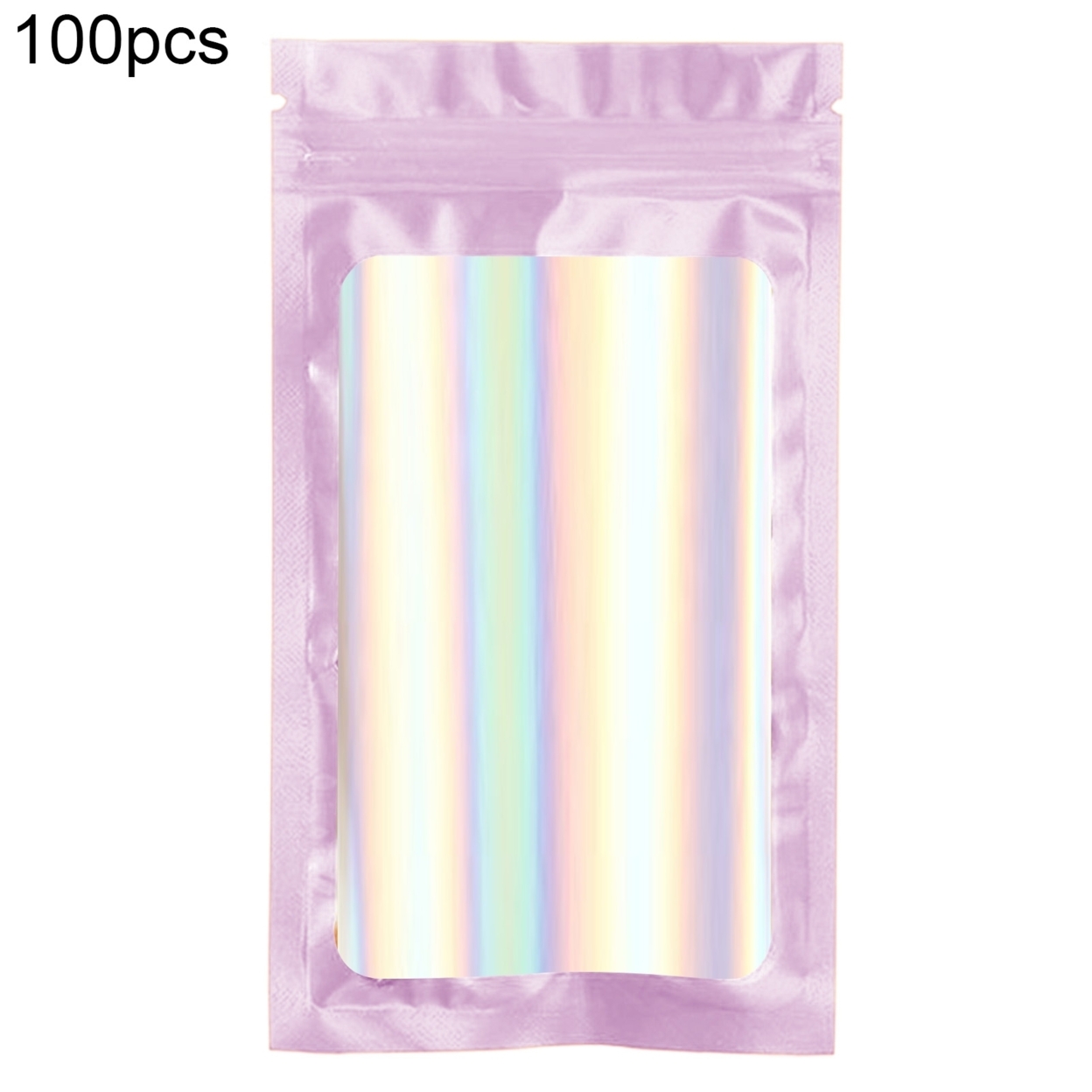 100Pcs/Set Zip-lock Bags Eye-catching Odor Proof Holographic Color Cosmetic Laser Packaging Bags for Kitchen - purple, 10*18cm