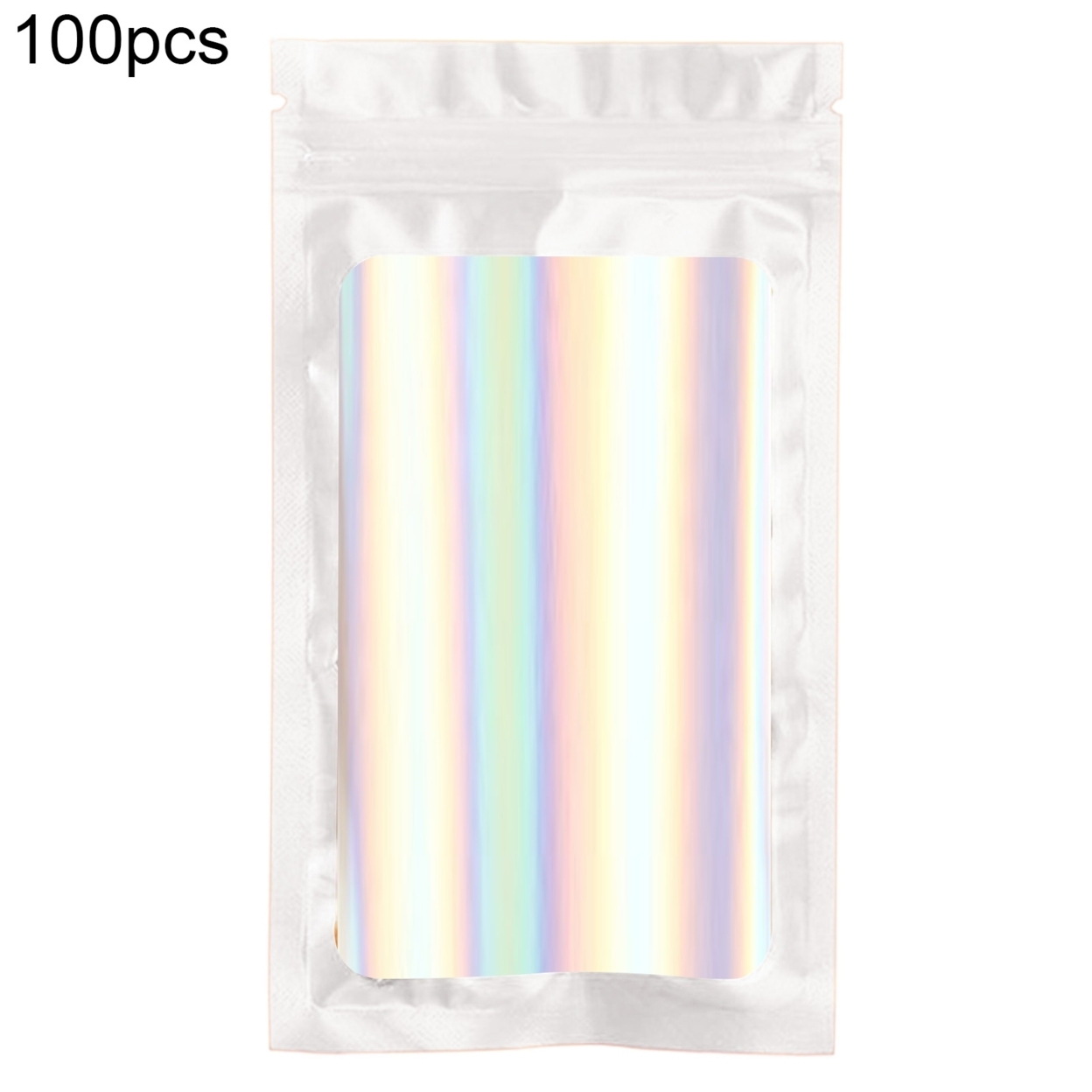 100Pcs/Set Zip-lock Bags Eye-catching Odor Proof Holographic Color Cosmetic Laser Packaging Bags for Kitchen - white, 10*18cm