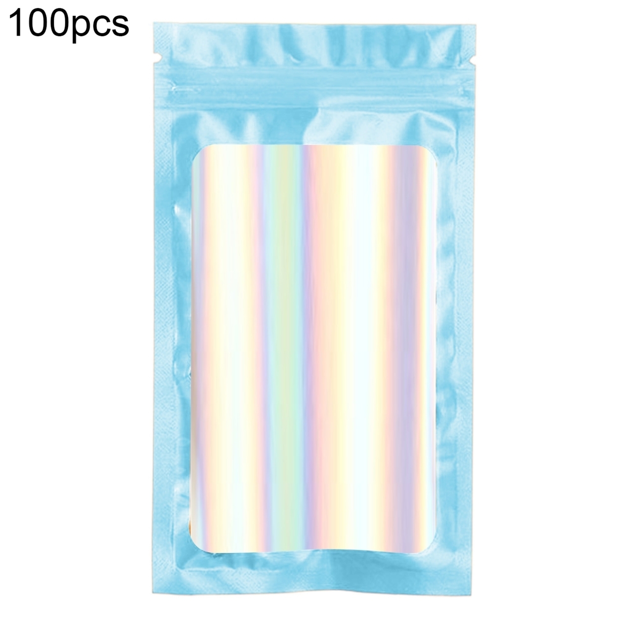 100Pcs/Set Zip-lock Bags Eye-catching Odor Proof Holographic Color Cosmetic Laser Packaging Bags for Kitchen - blue, 10*18cm