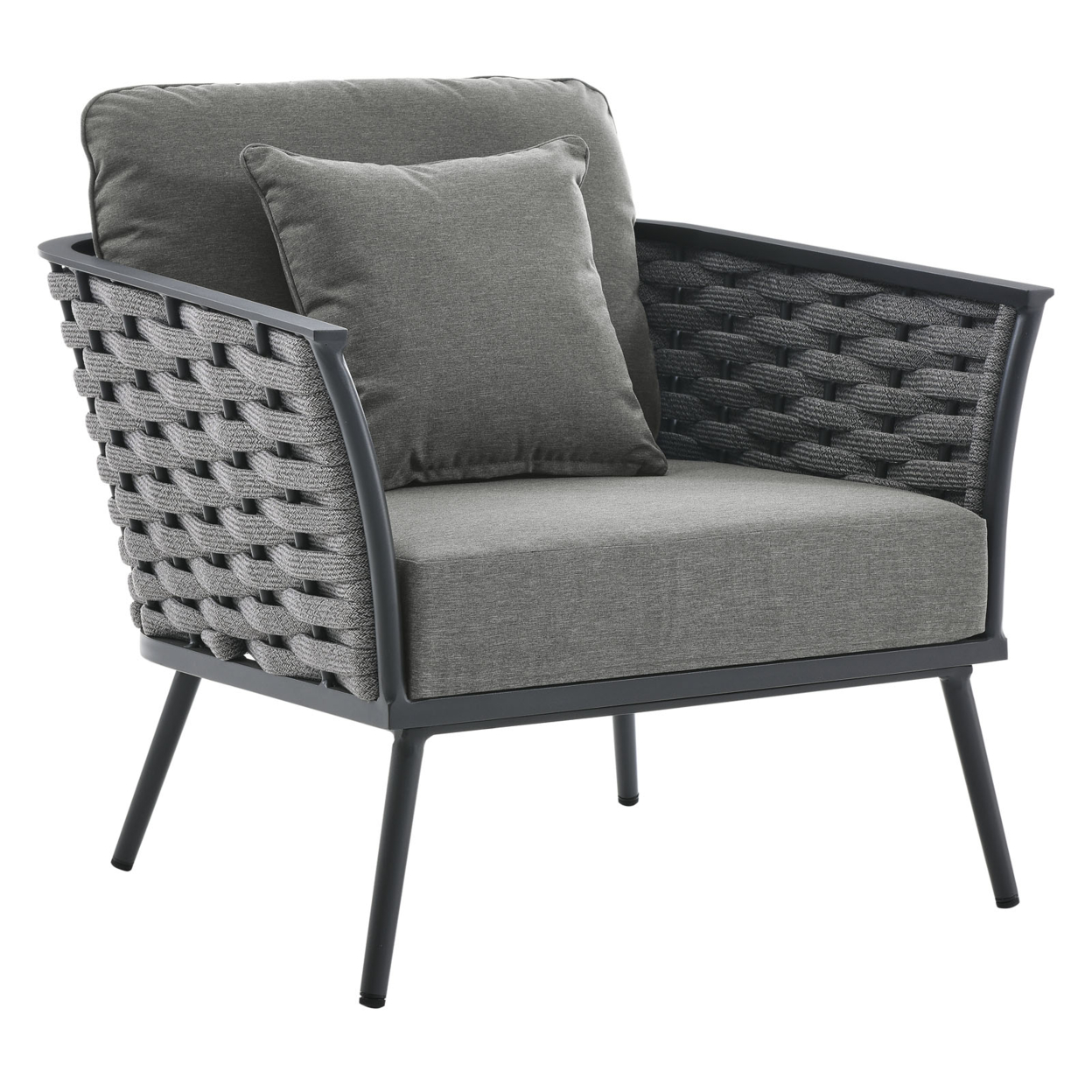 Stance Outdoor Patio Aluminum Armchair, Gray Charcol