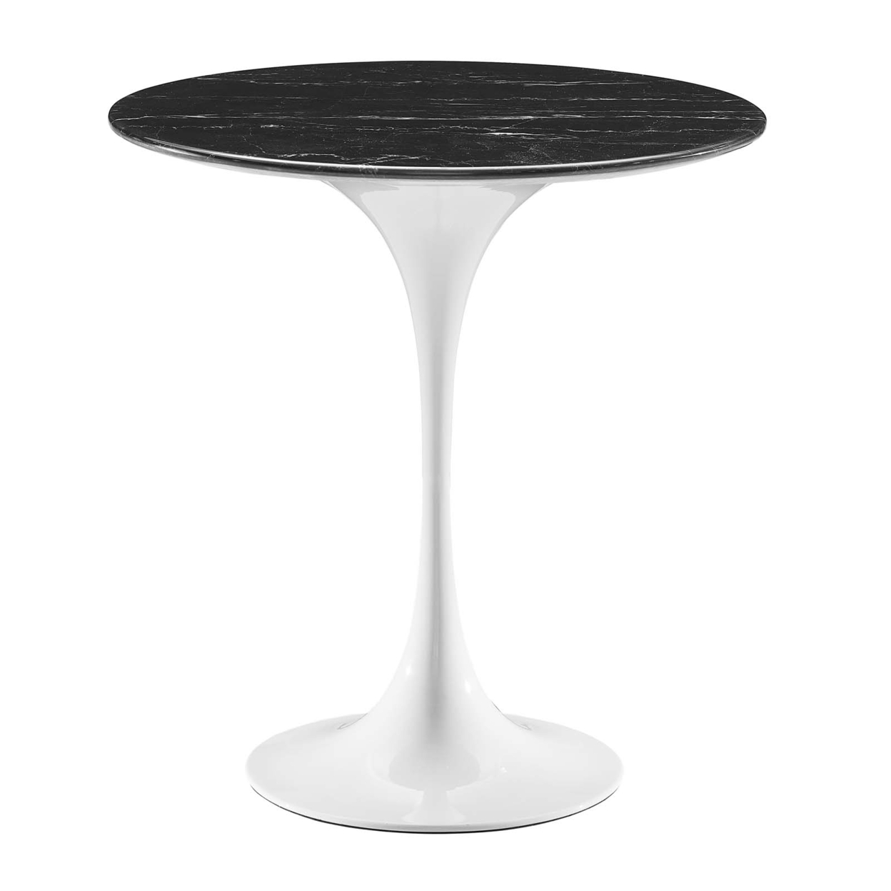 Lippa 20 Round Artificial Marble Side Table, White Black