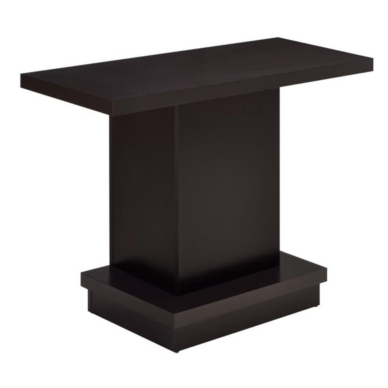 Contemporary Sofa Table With Pedestal Base, Cappuccino Brown- Saltoro Sherpi