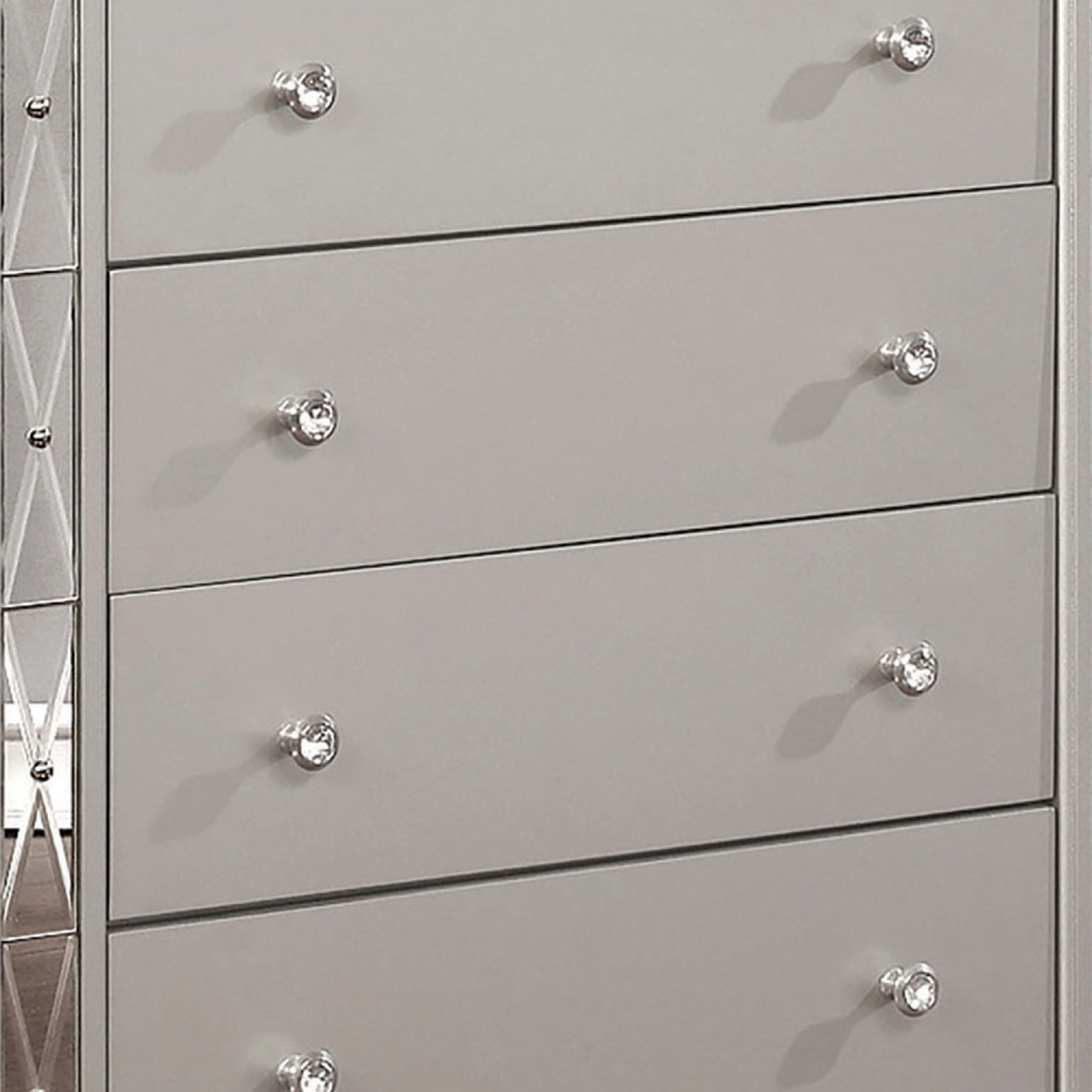 Wooden Chest With 5 Drawers, Mercury Silver- Saltoro Sherpi