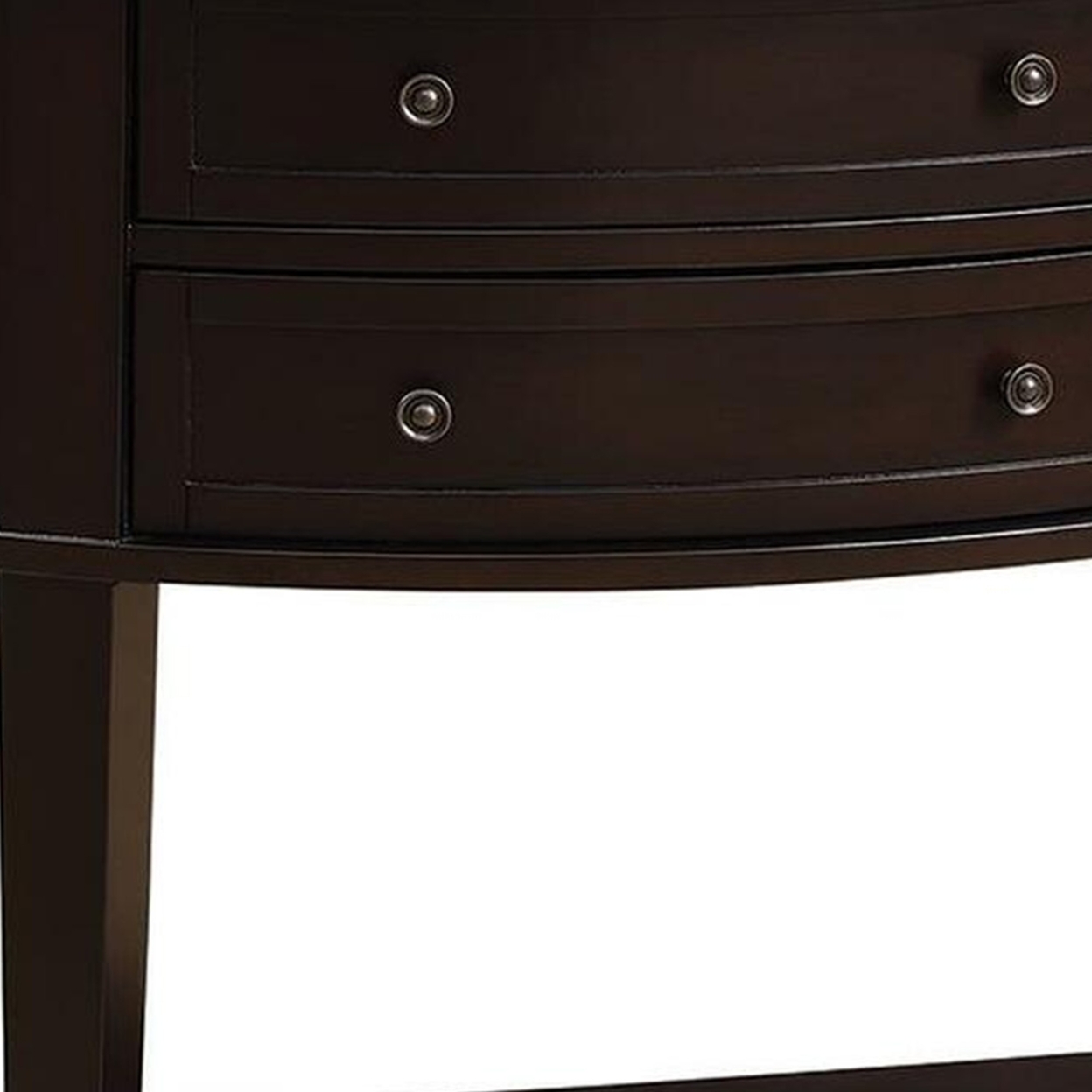 Demilune Wooden Console Table With 2 Drawers, Brown- Saltoro Sherpi