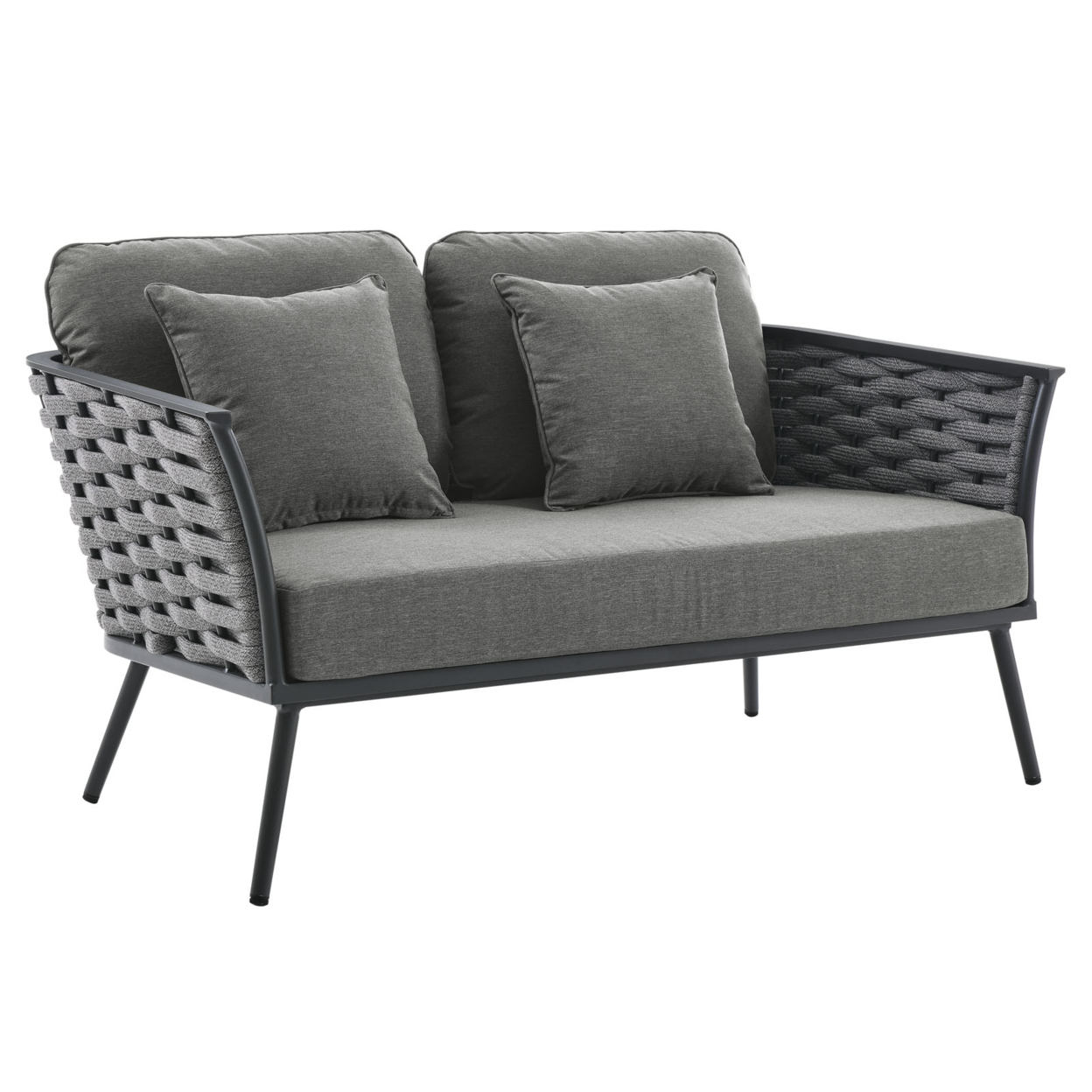 Stance Outdoor Patio Aluminum Loveseat, Gray Charcol