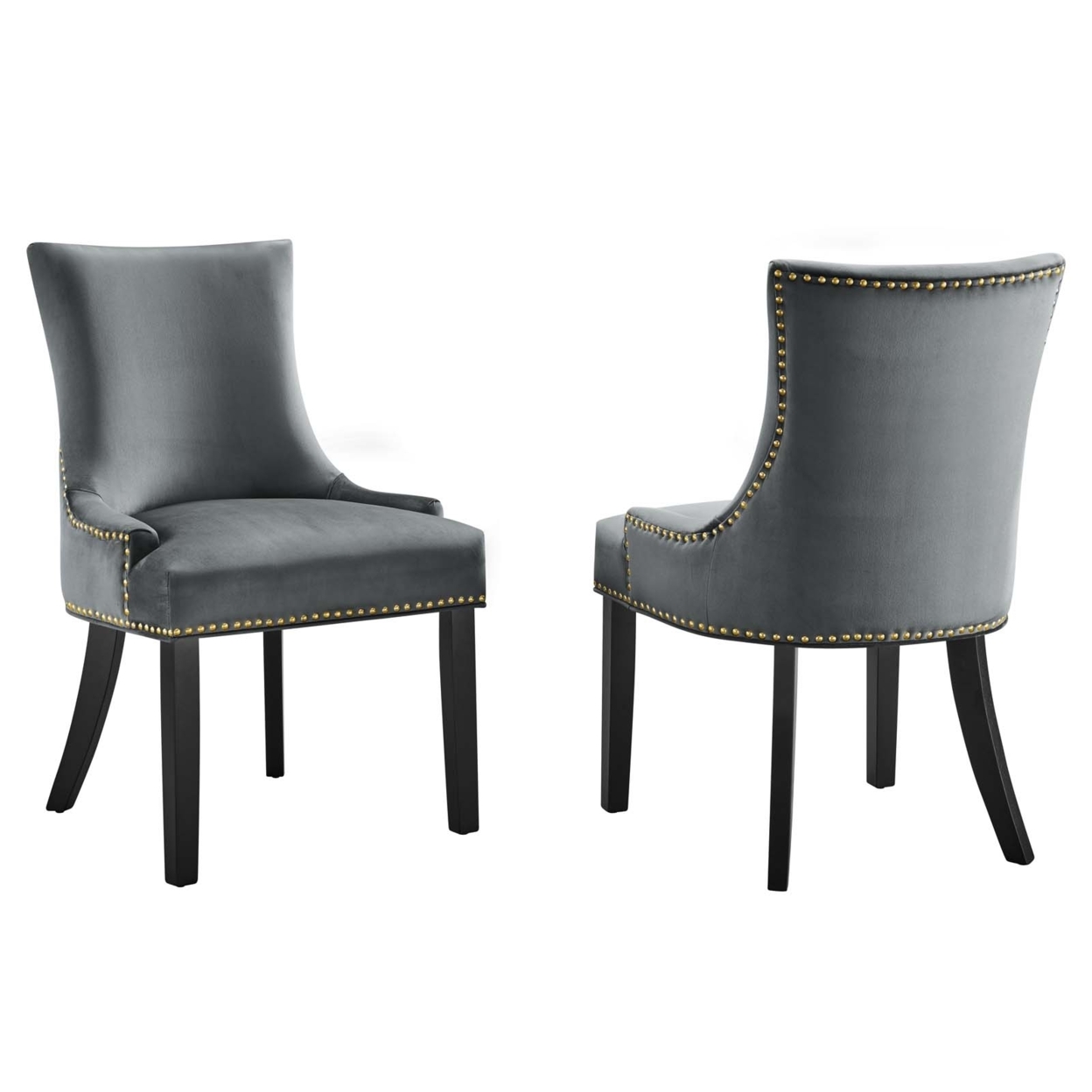 Marquis Performance Velvet Dining Chairs - Set Of 2, Gray