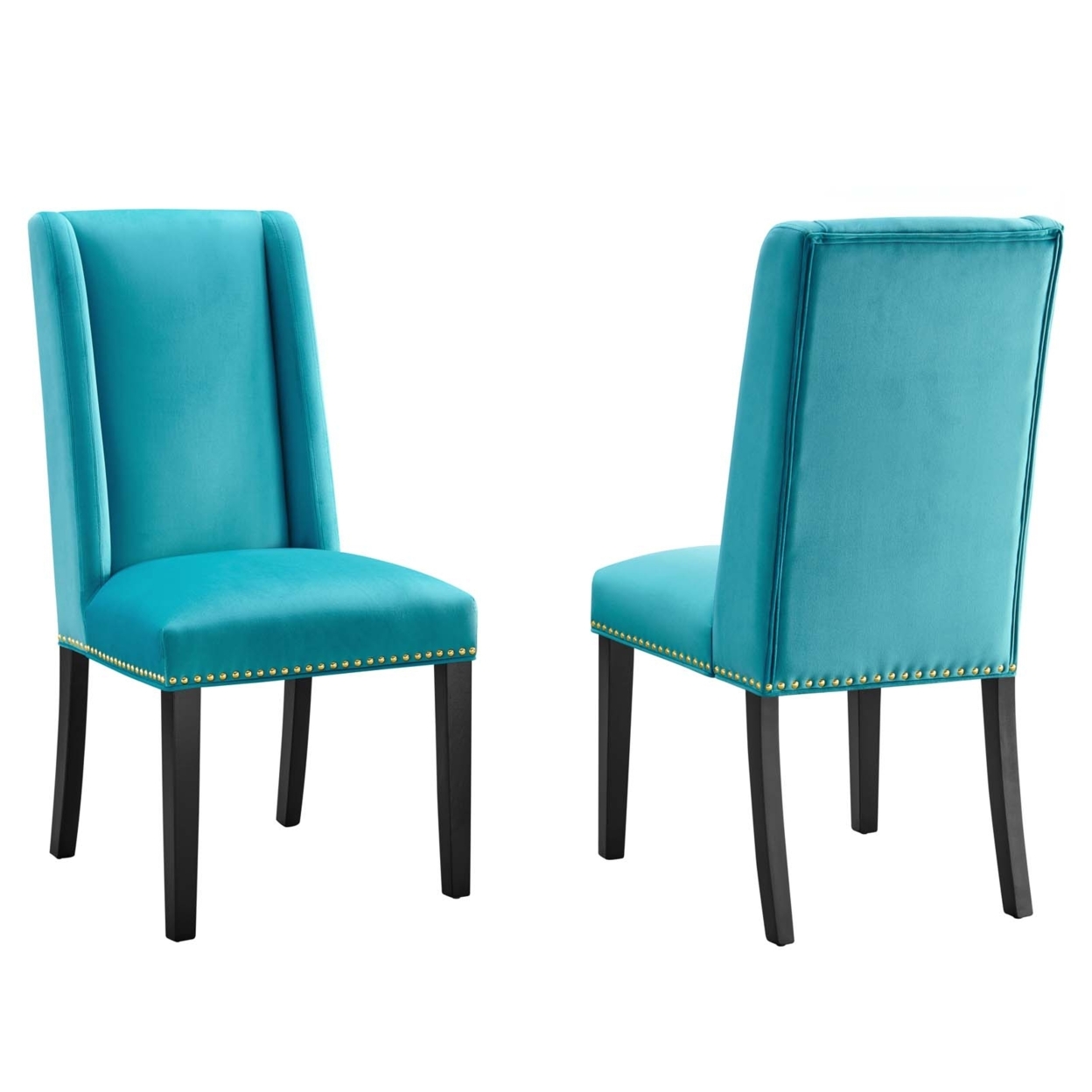Baron Performance Velvet Dining Chairs - Set of 2, Blue