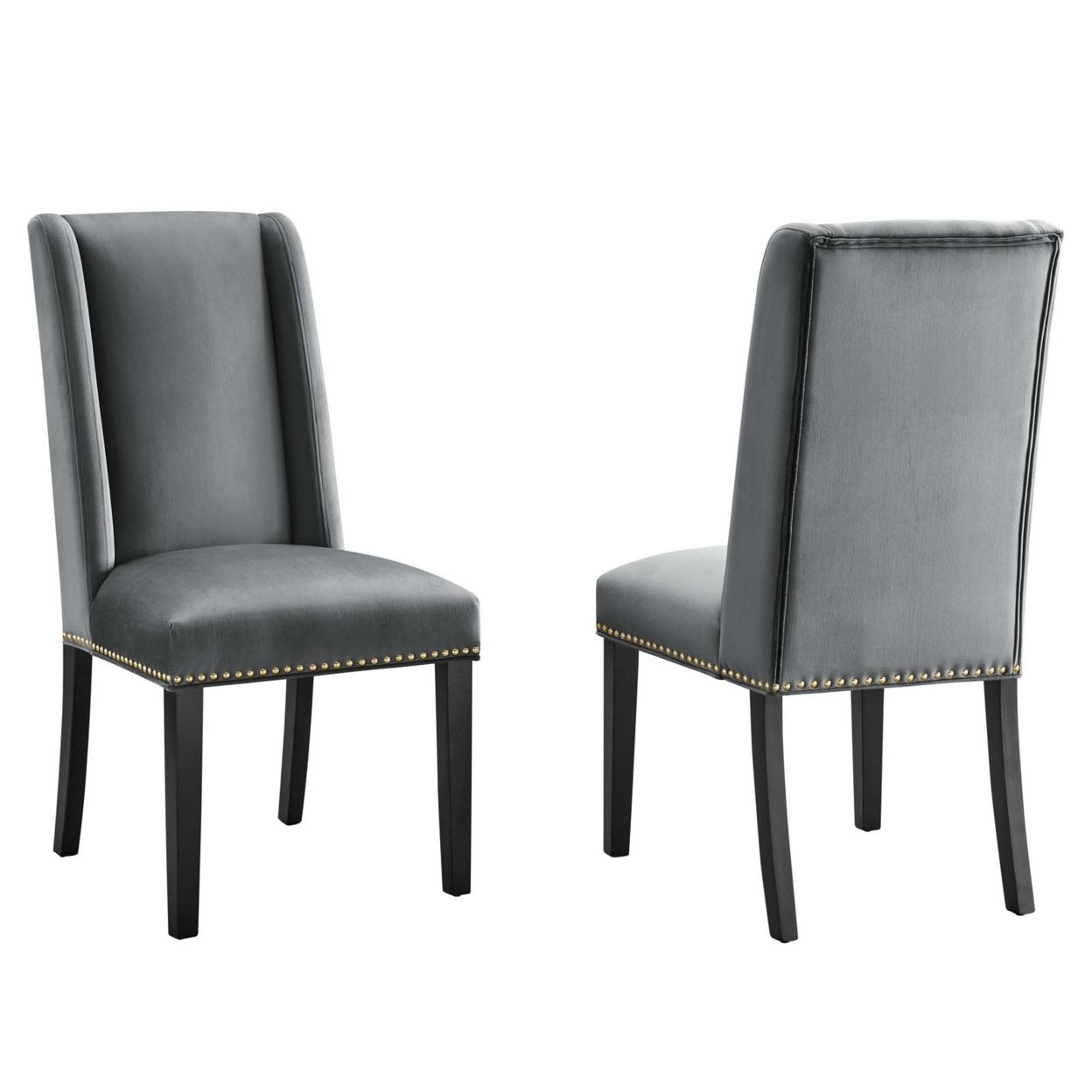 Baron Performance Velvet Dining Chairs - Set of 2, Gray