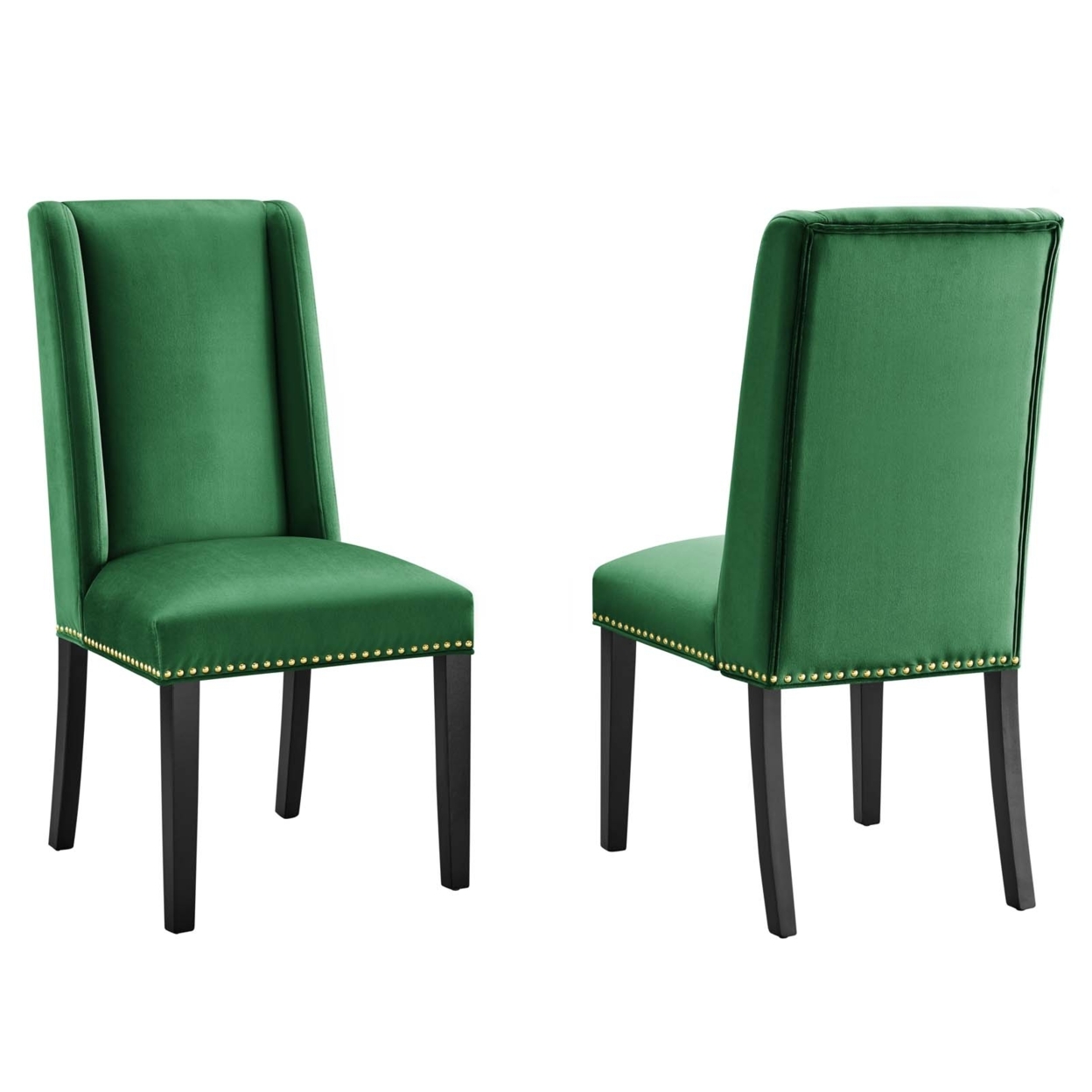 Baron Performance Velvet Dining Chairs - Set of 2, Emerald