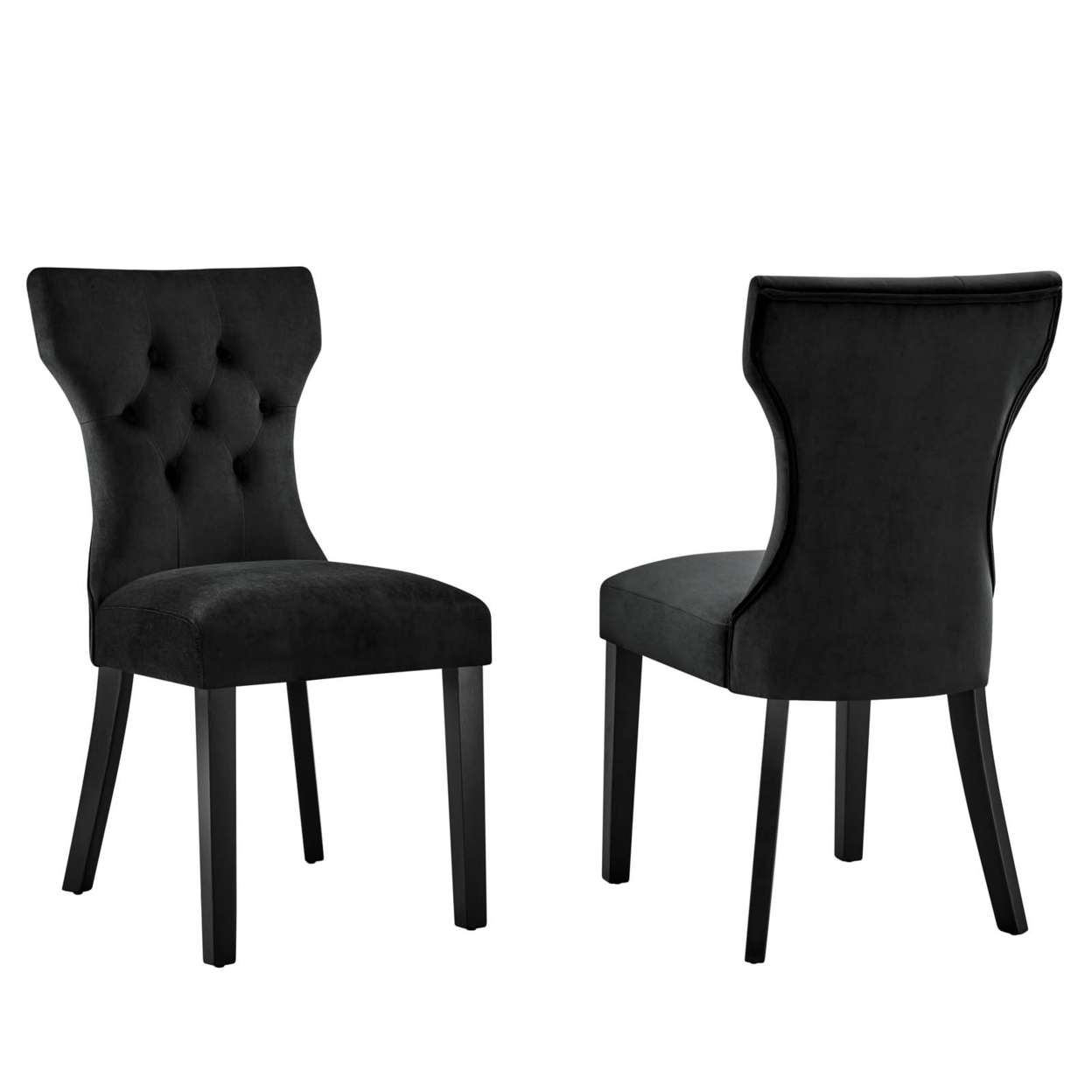 Silhouette Performance Velvet Dining Chairs - Set Of 2, Black