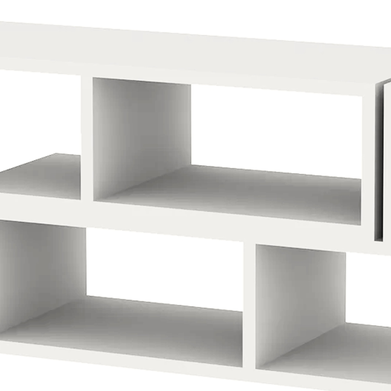 Hollow Core TV Console And Bookcase Combination, White- Saltoro Sherpi